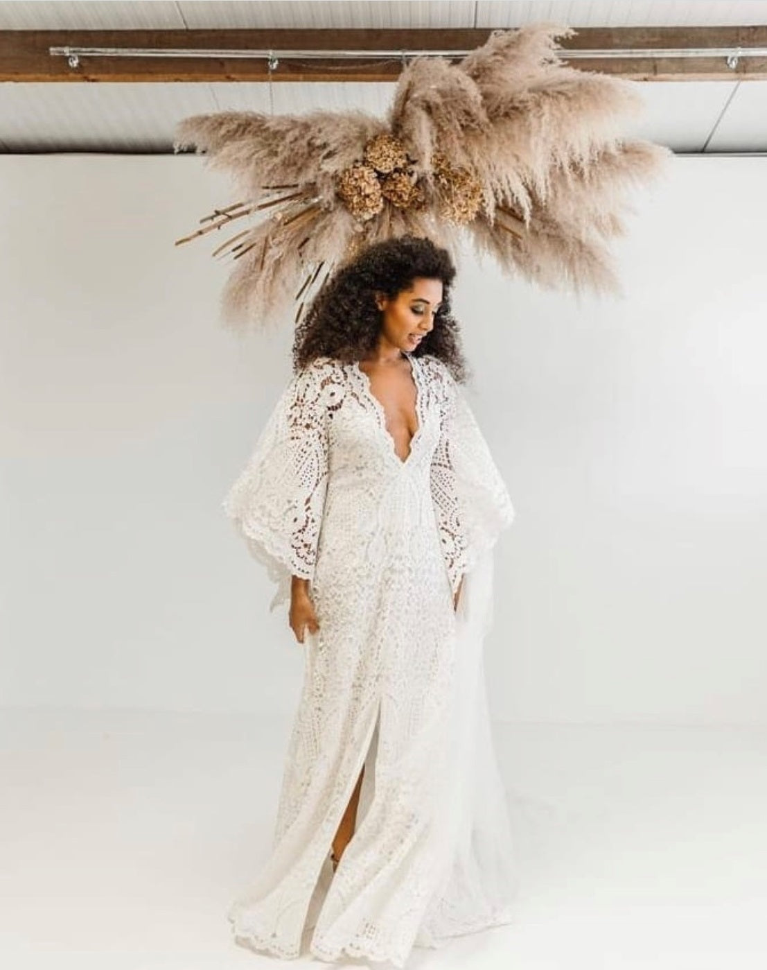 Boho wedding dress using ivory georgette lace Coco 2