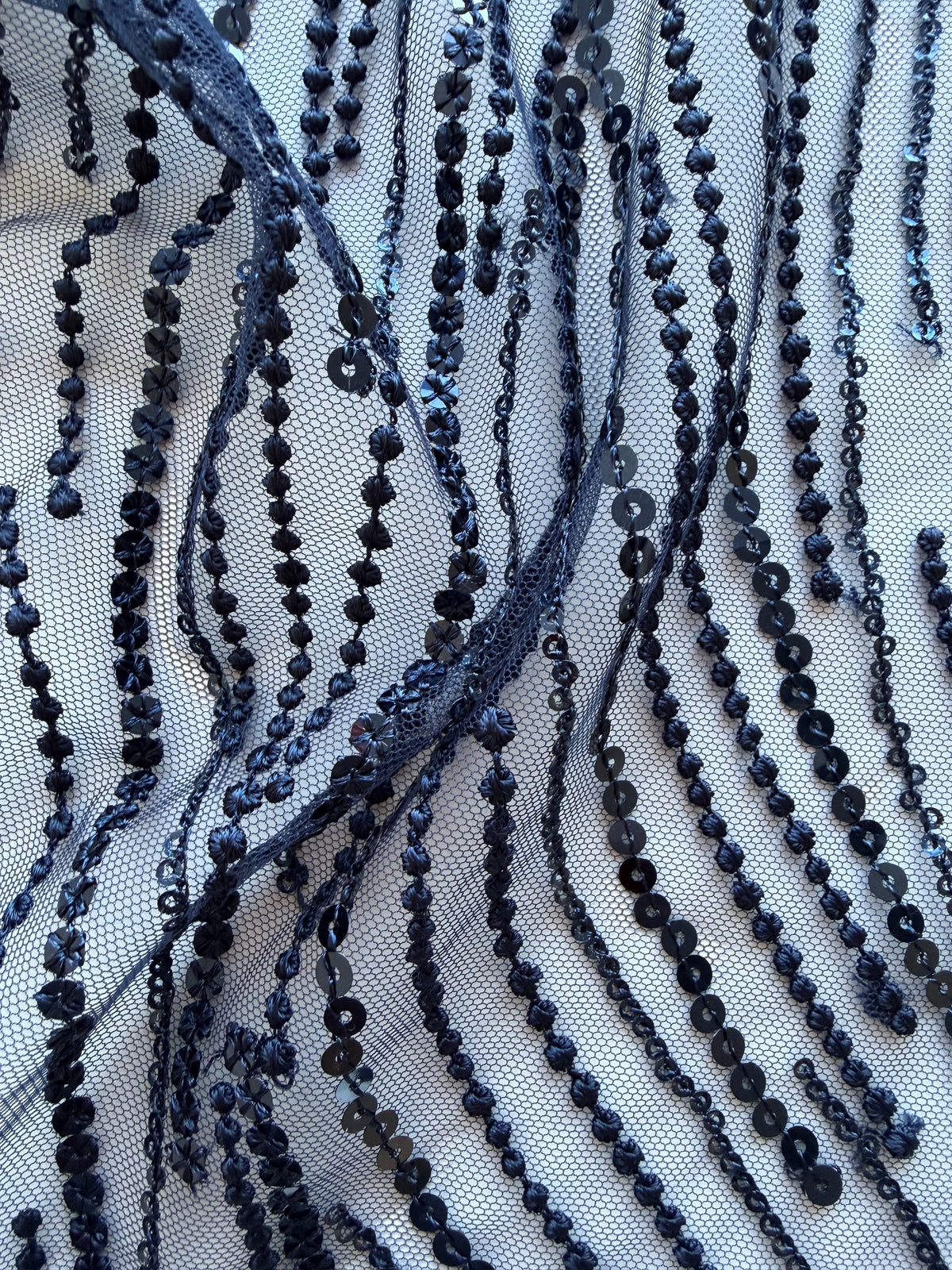 Marineblaue Paillettenspitze - EB3011