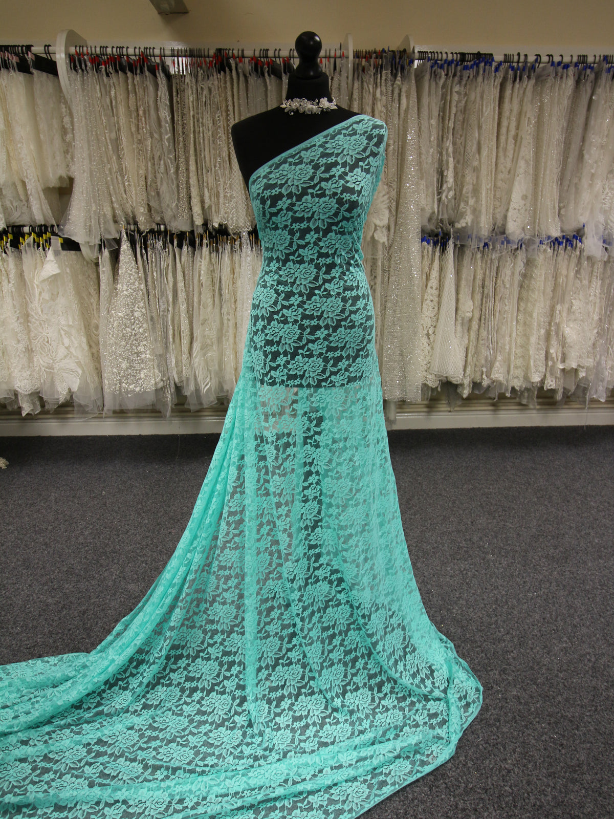 Aqua Raschel Stretch-Spitze – Evie