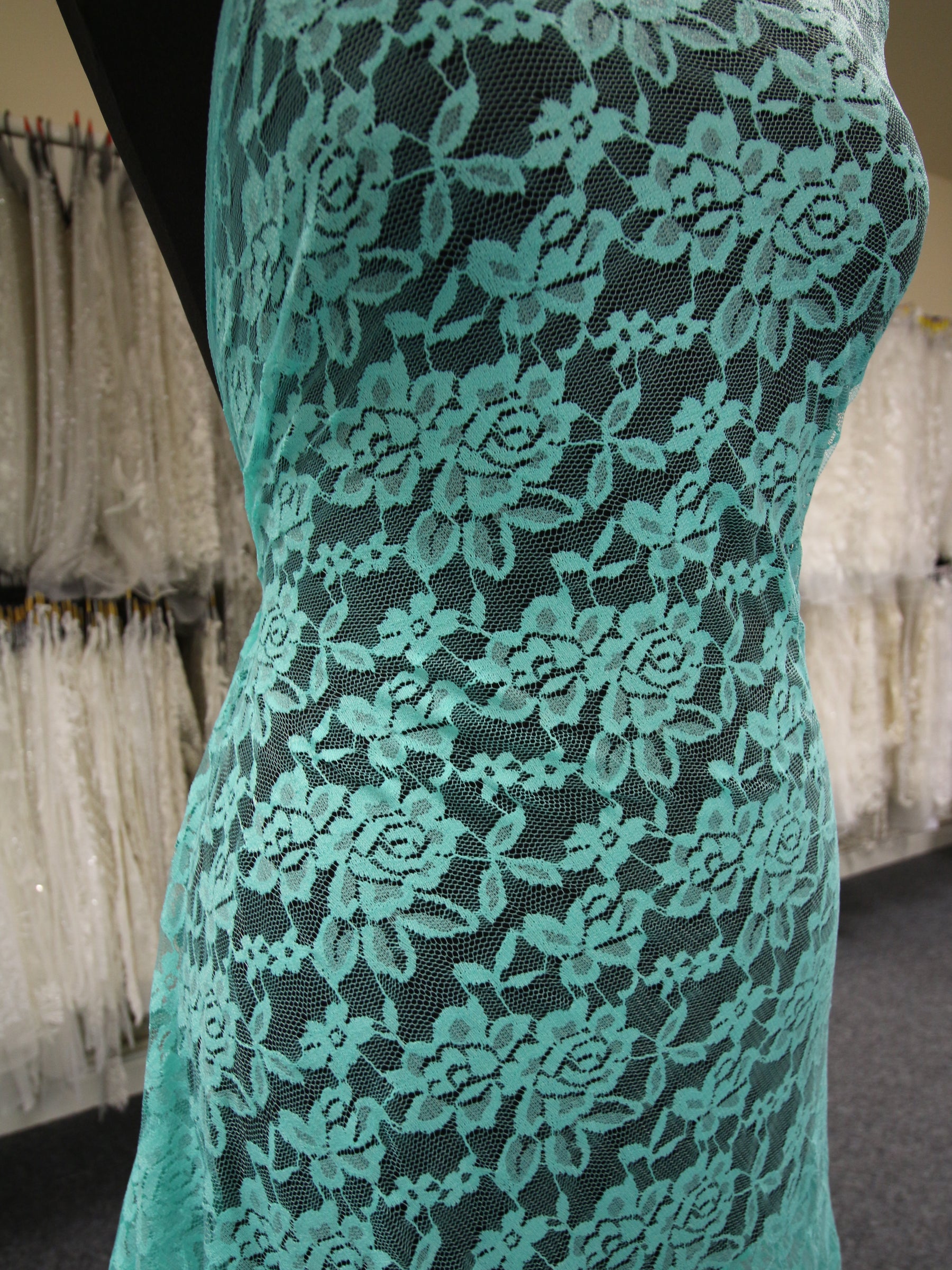 Aqua Raschel Stretch-Spitze – Evie