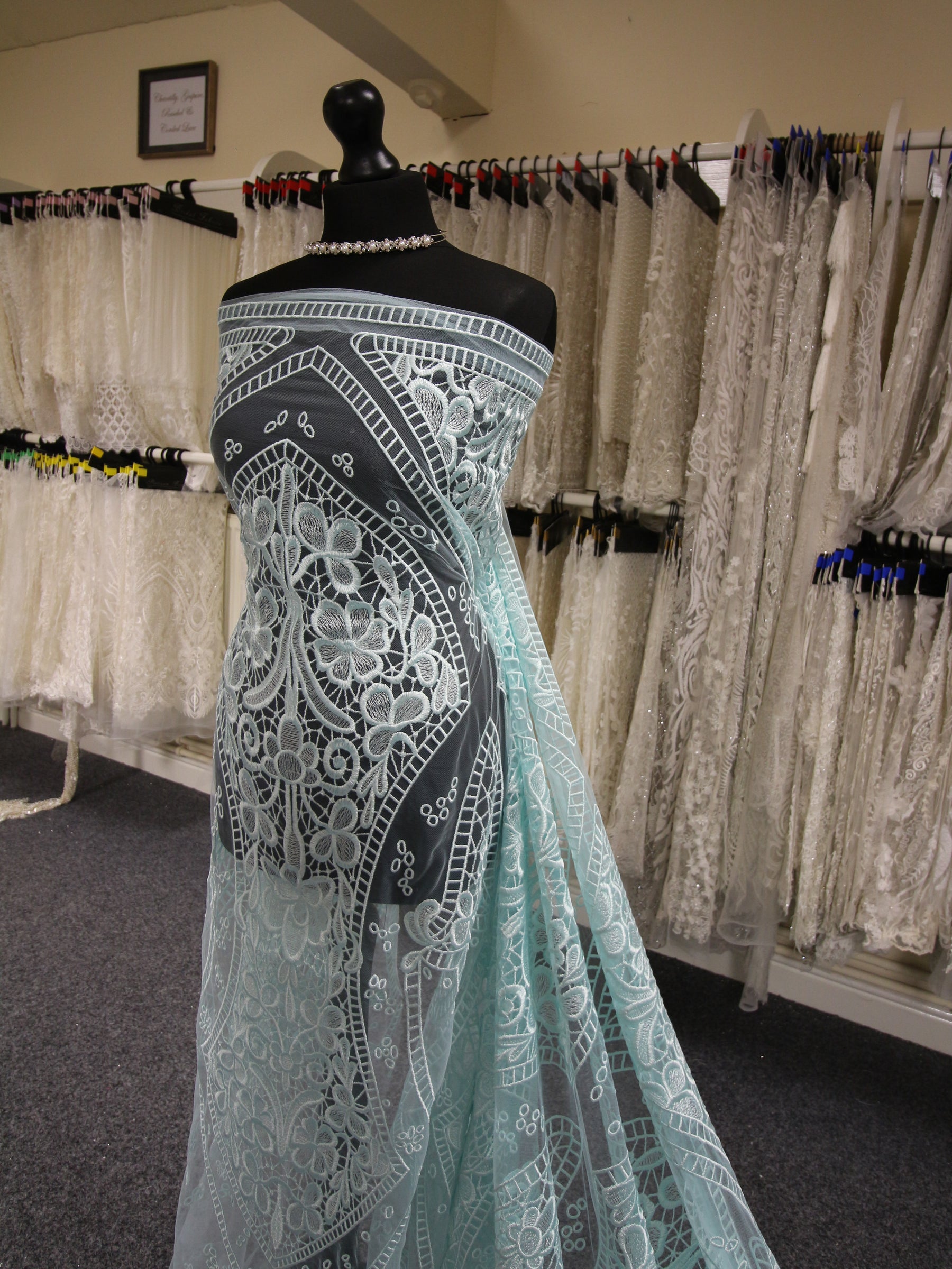 Aqua bestickte Spitze – Nyla