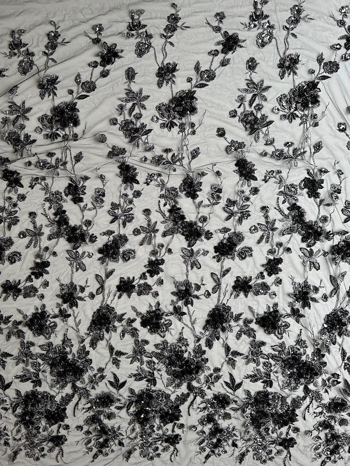 Schwarze und silberne bestickte Spitze - Aretha