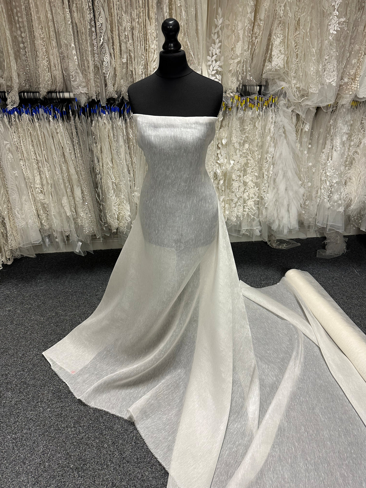 Elfenbeinfarbener Seiden-/Leinenstoff - Channing