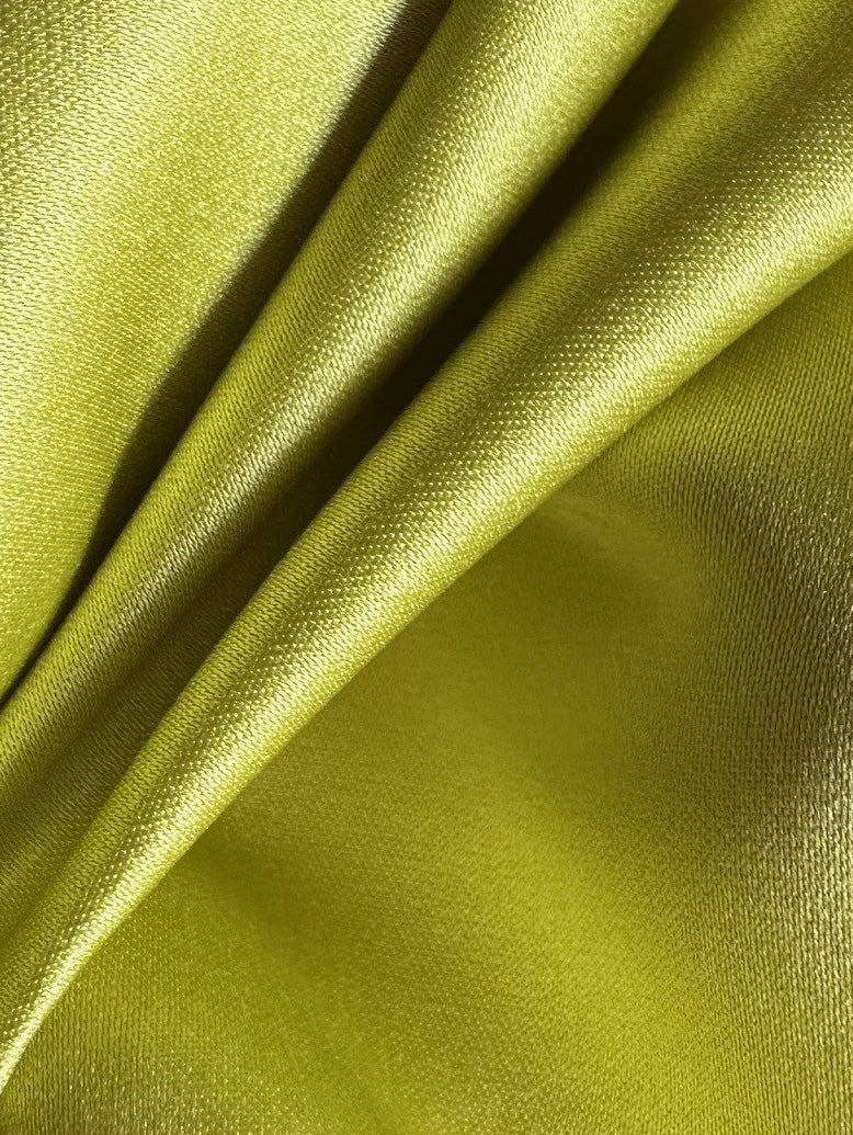 Chartreusefarbener Polyester-Duchesse-Satin – Contessa