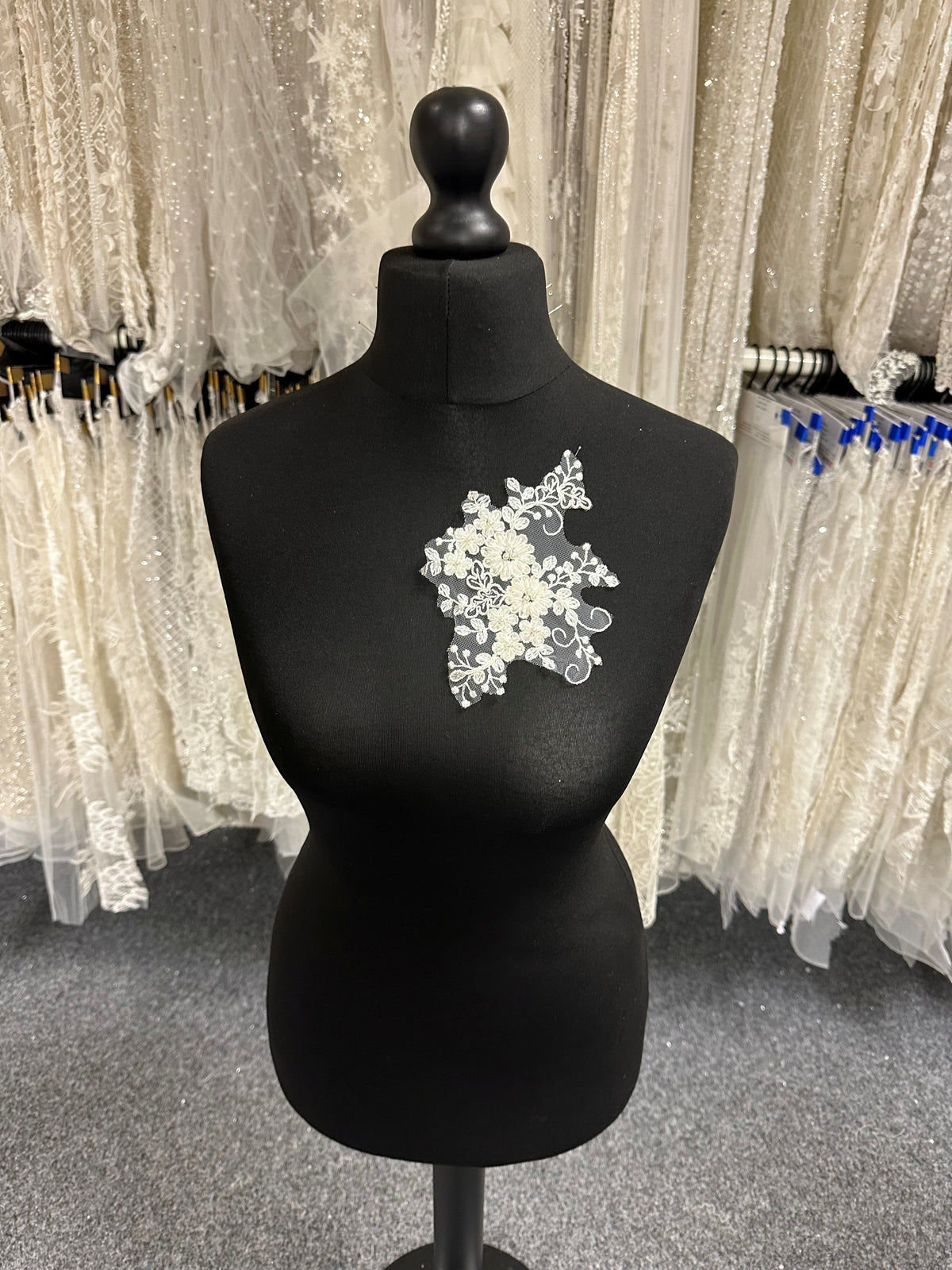 Ivory Beaded and Corded Lace Applique - Cooperation