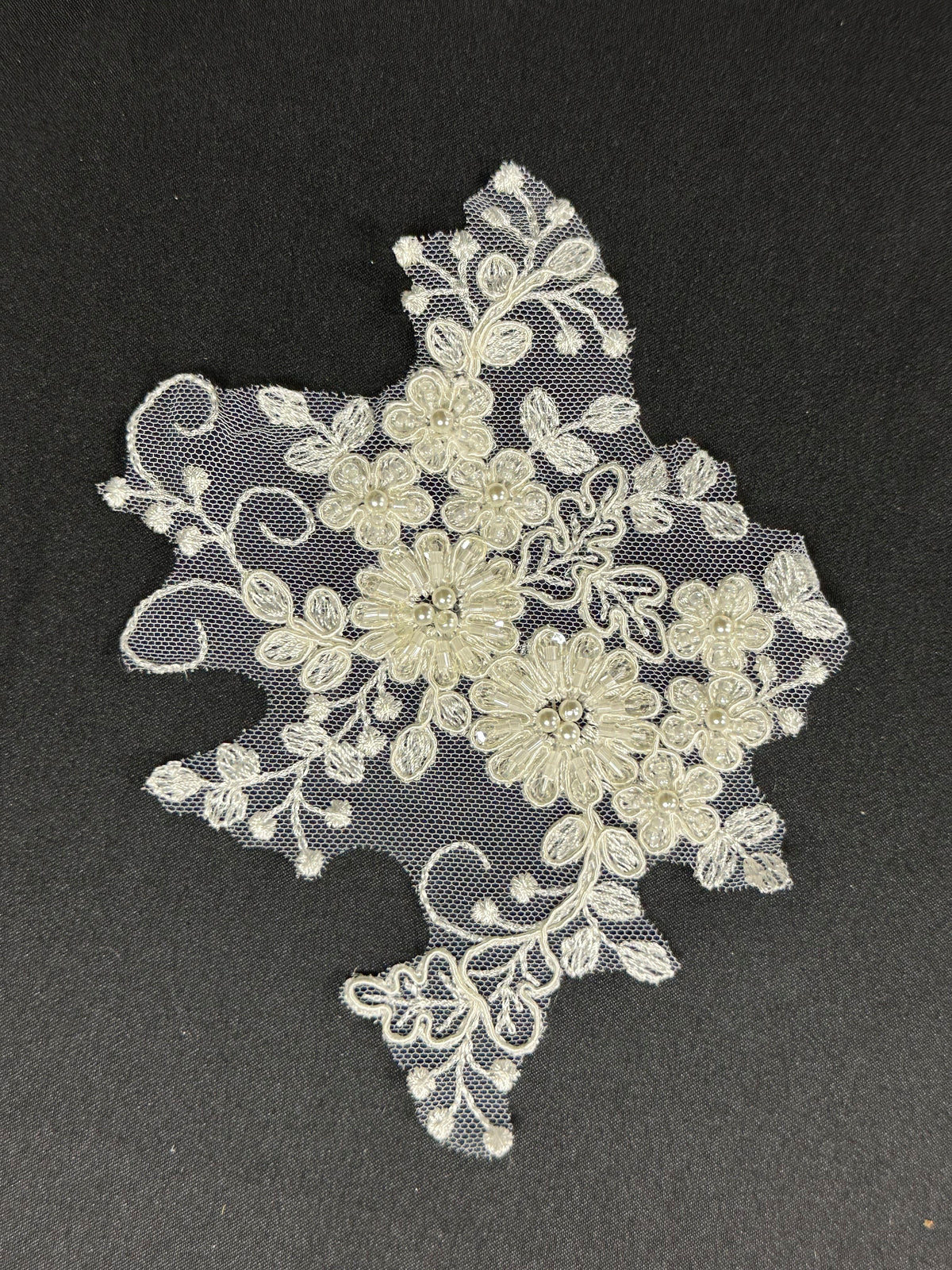 Ivory Beaded and Corded Lace Applique - Cooperation