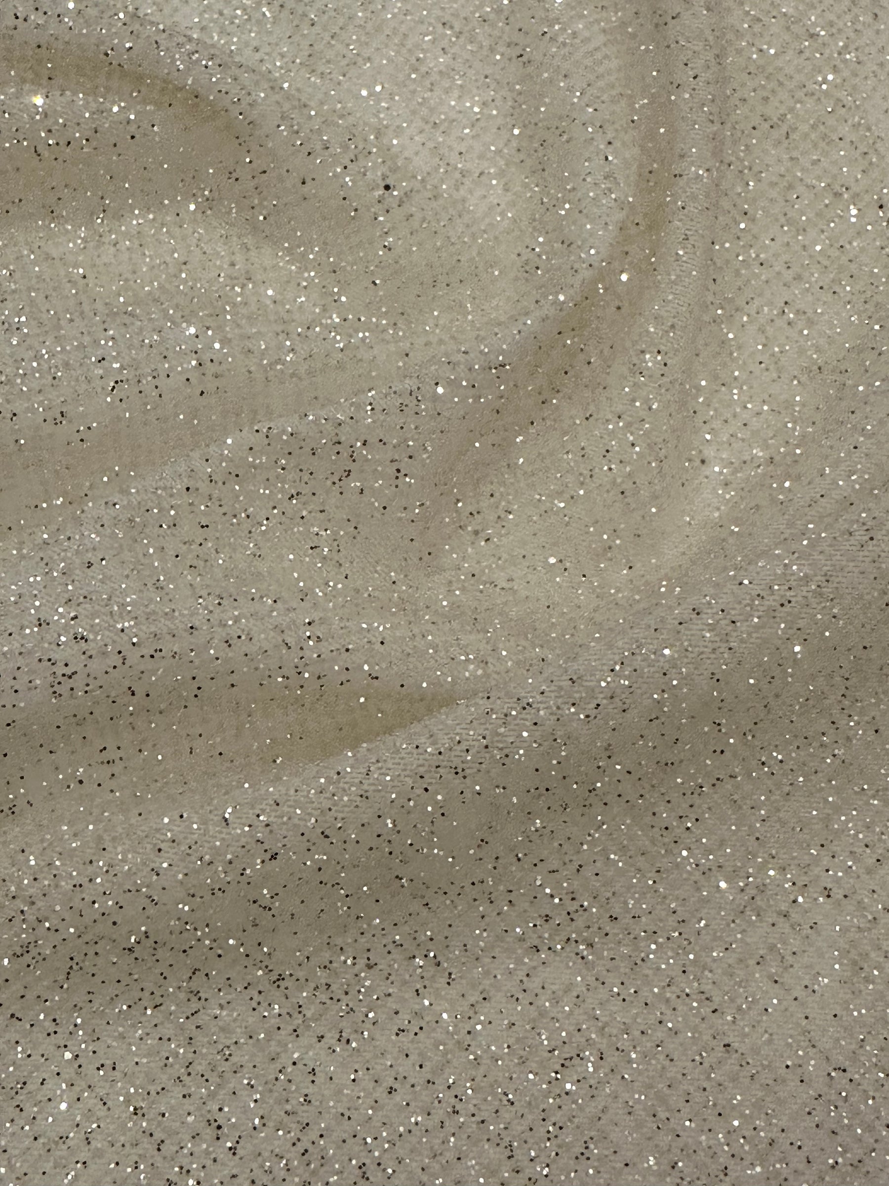 Elfenbeinfarbener Stretch-Glitzer-Tüll - Luxur