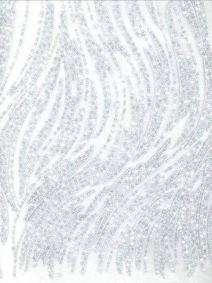 Babyblauer, bestickter Tüll mit Perlen - EB1068