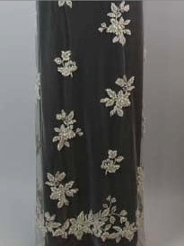 Elfenbeinfarbener, bestickter Tüll mit Perlen - EB1072