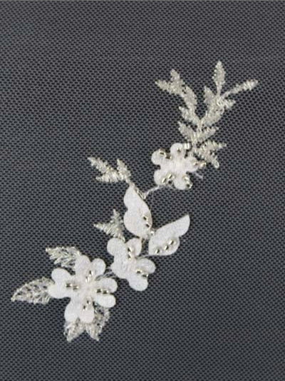 Champagner/Silber bestickter Tüll mit Perlen - EB1073