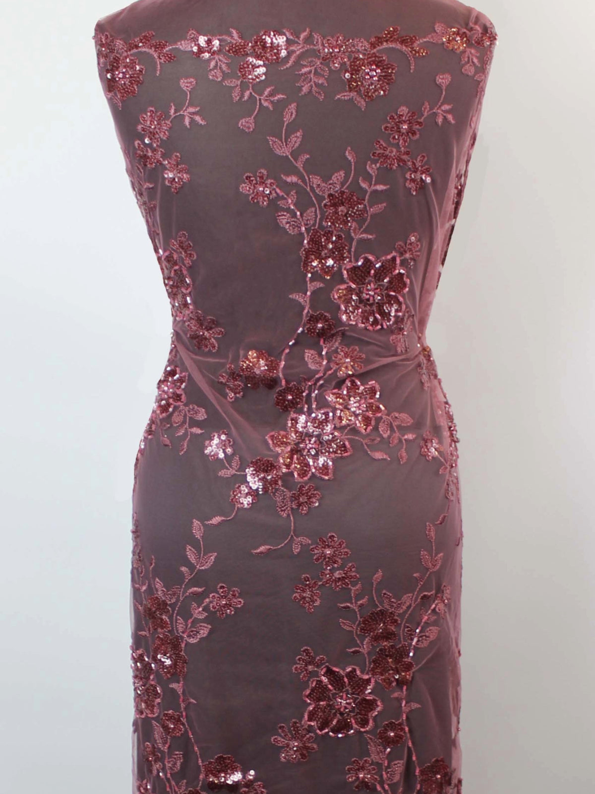 Roter Bohnen-bestickter Perlen-Tüll - EB1090