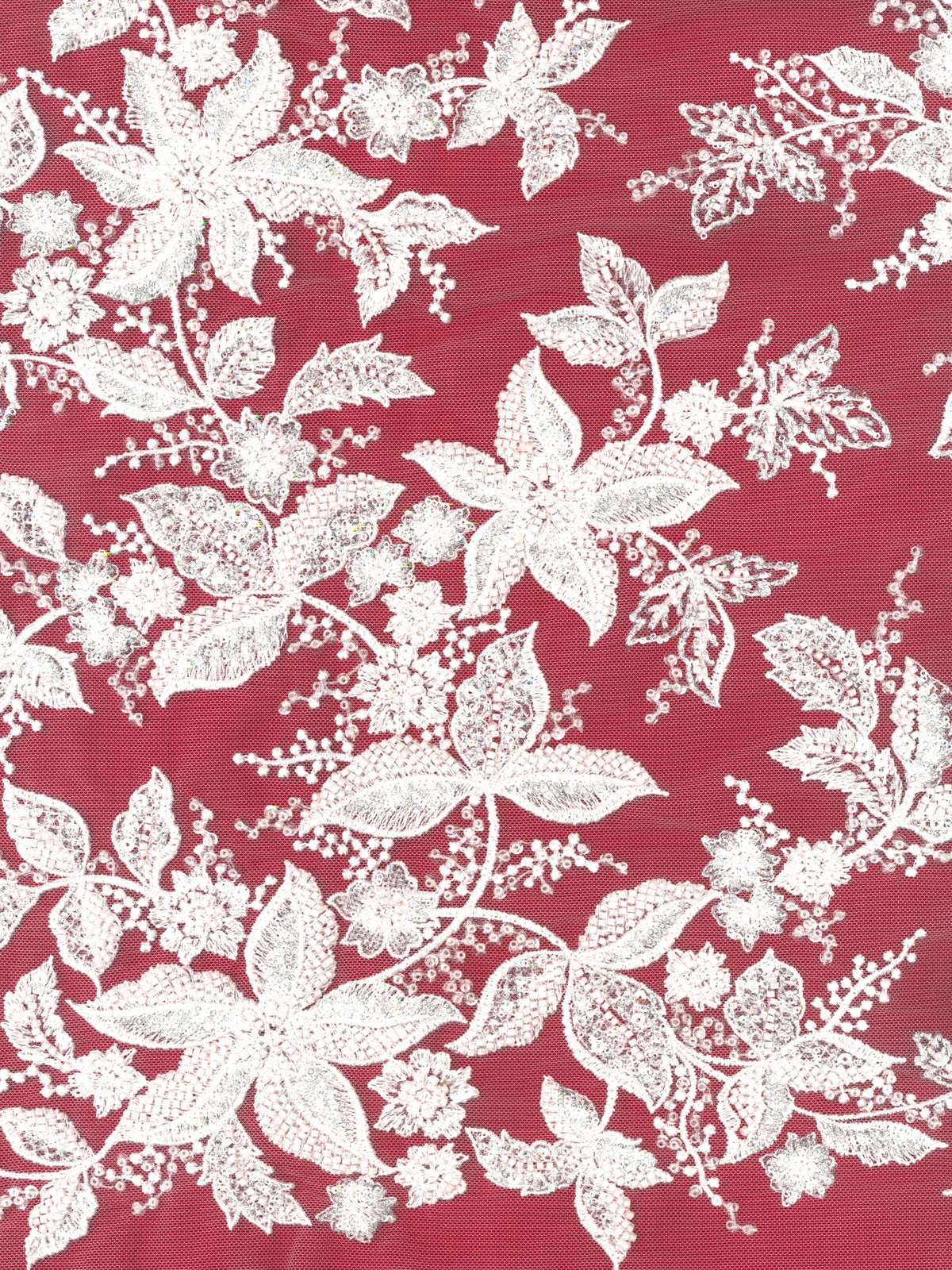 Perlenbesetzte Spitze in Elfenbein/Hellrosa - EB1101