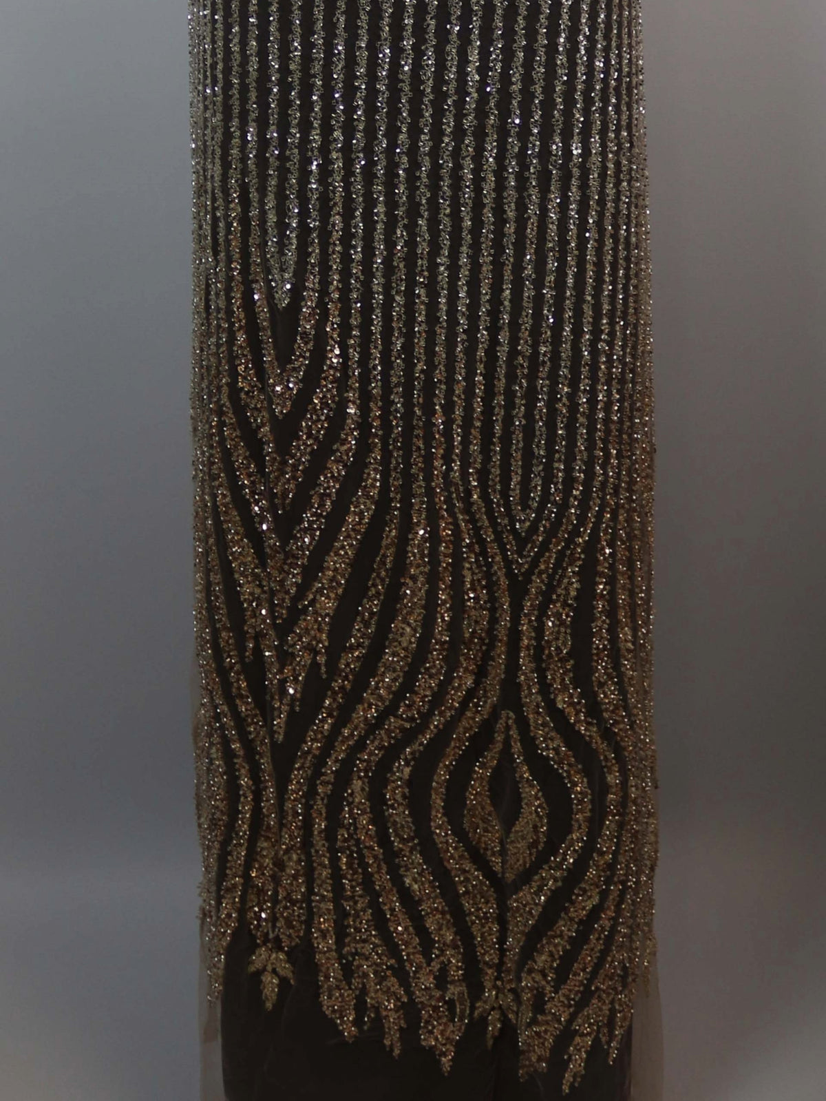 Gold/Elfenbein bestickter Tüll mit Perlen - EB1104