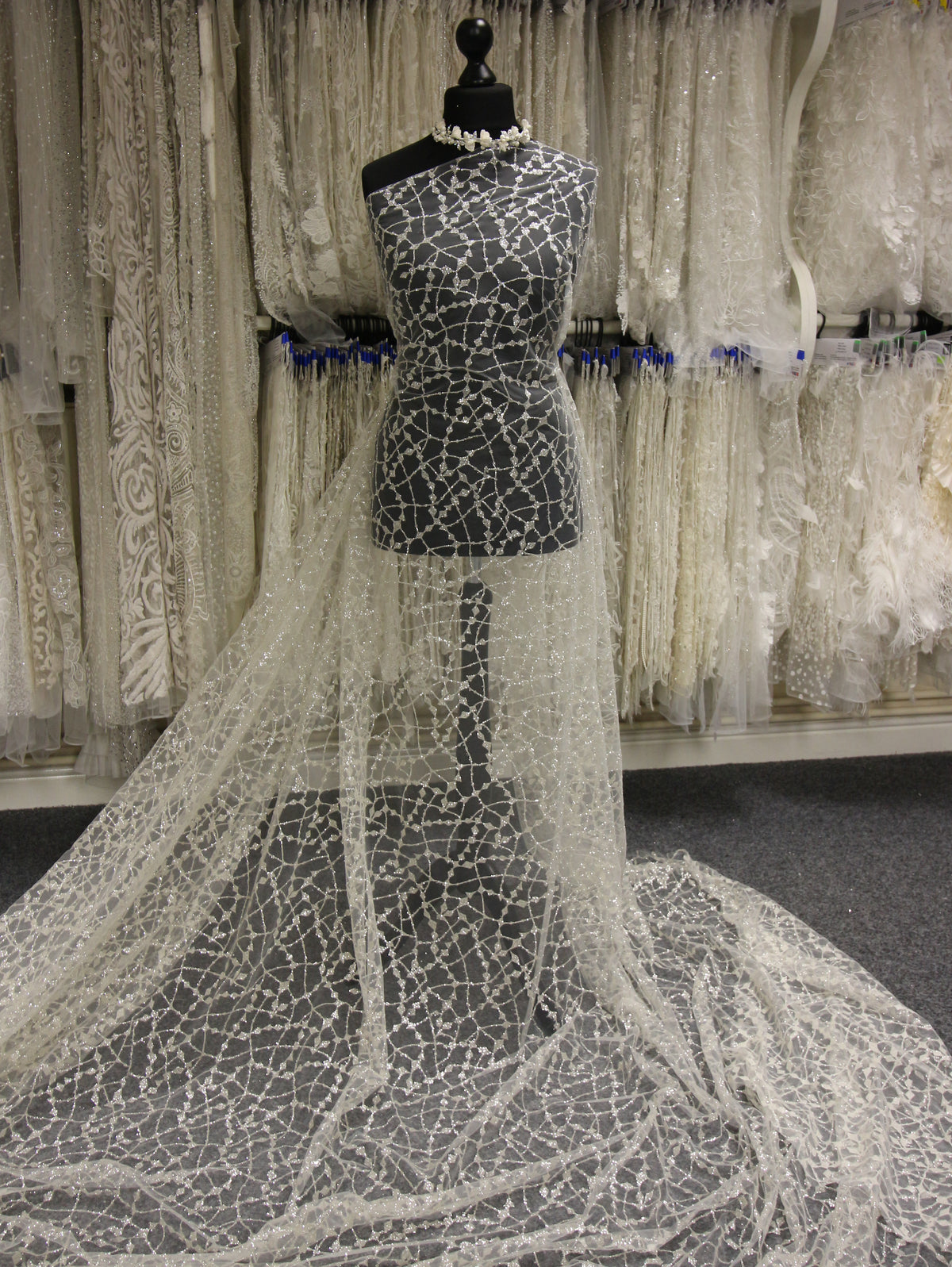 Elfenbeinfarbener Glitzertüll - Trance