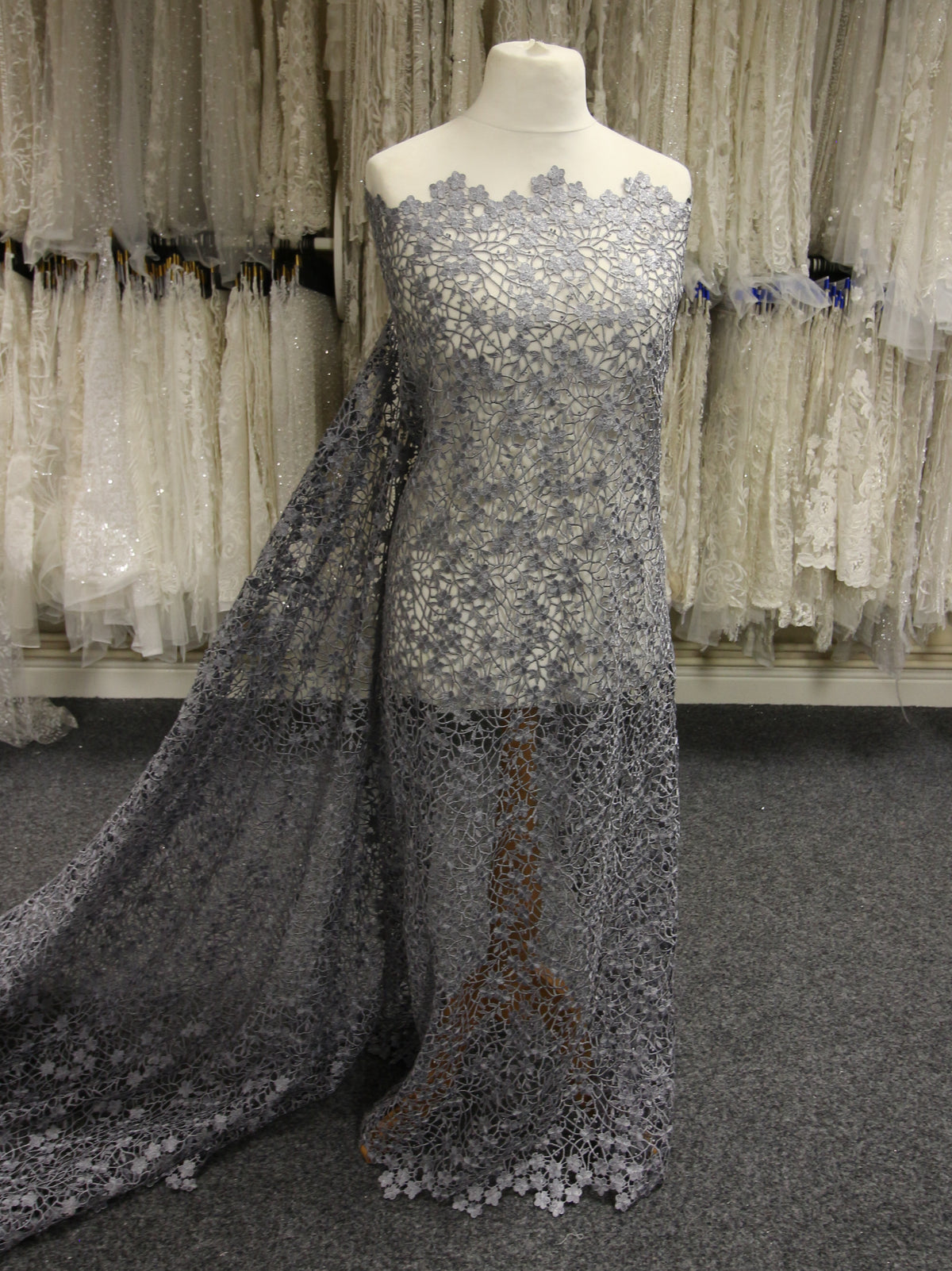 Graue Guipure-Spitze – Ebba