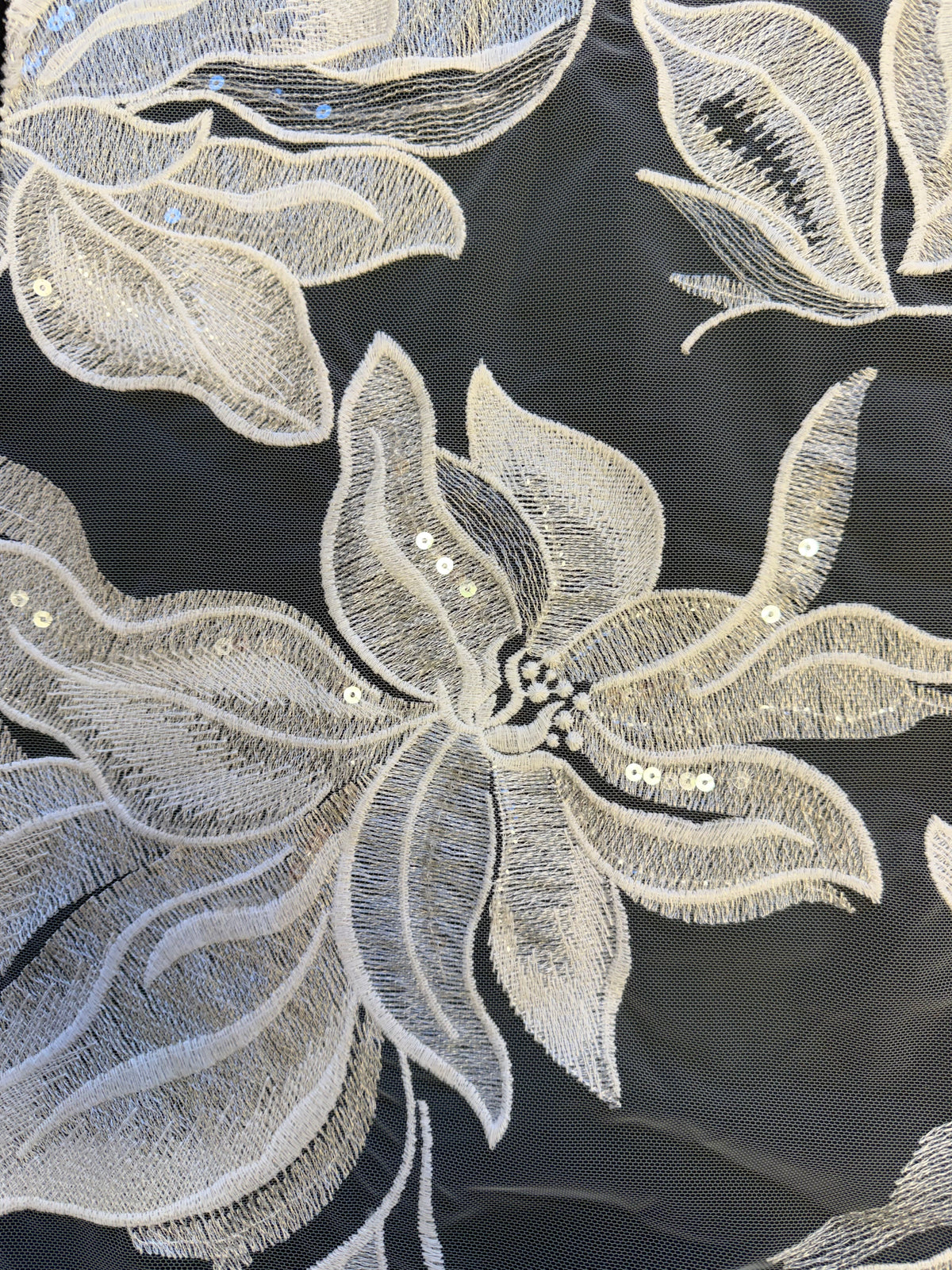 Ivory Sequin Embroidery Lace - EB3058