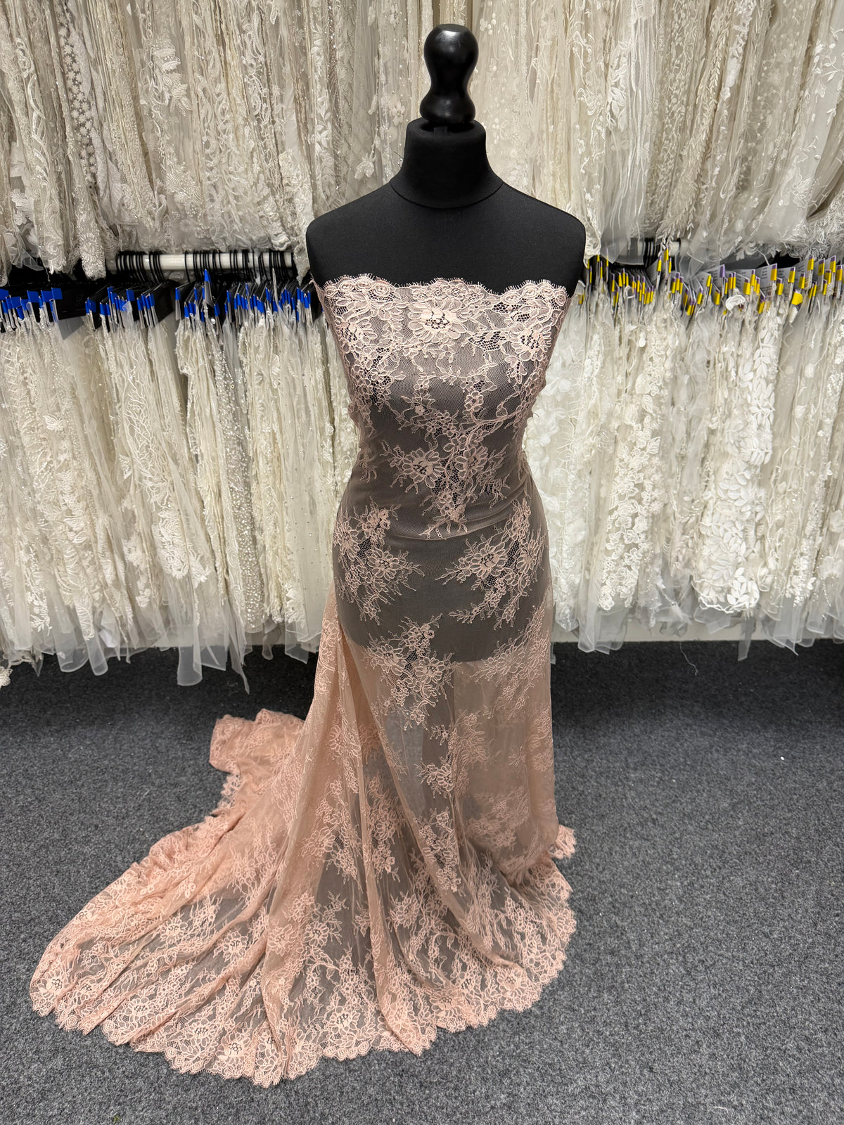 Pink Corded Leavers Lace - P876