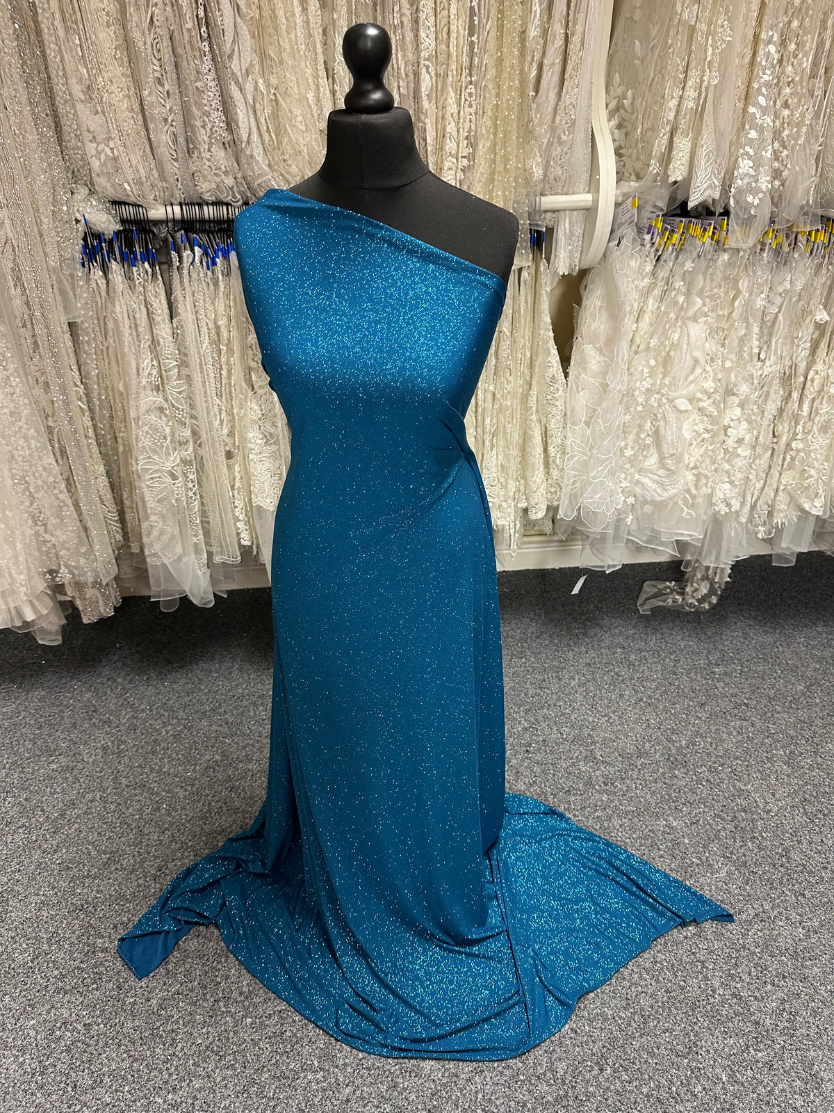 Türkisfarbener Glitzer-Jersey-Stoff - Daredevil