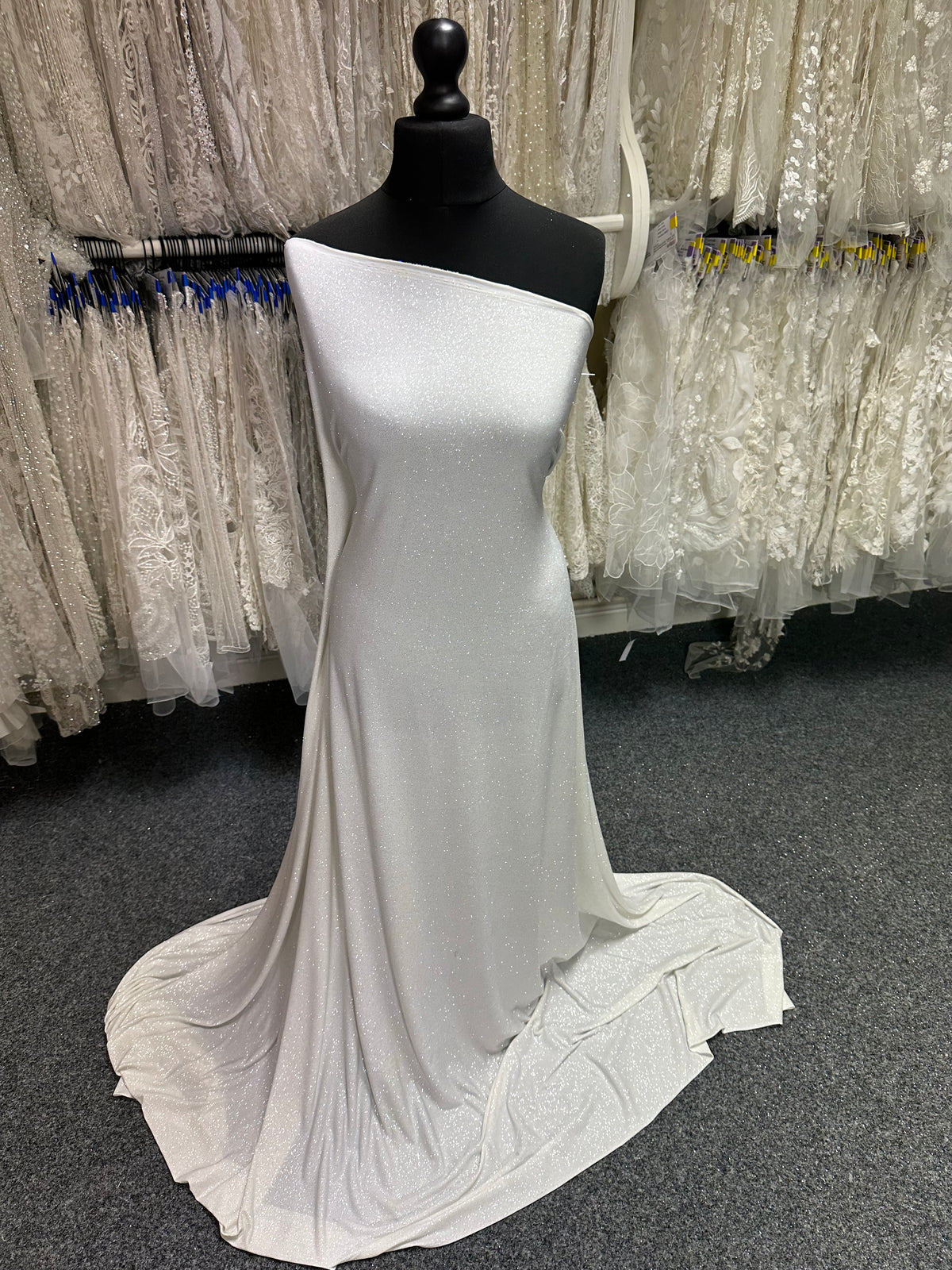 Elfenbeinfarbener Glitzer-Jersey-Stoff - Daredevil