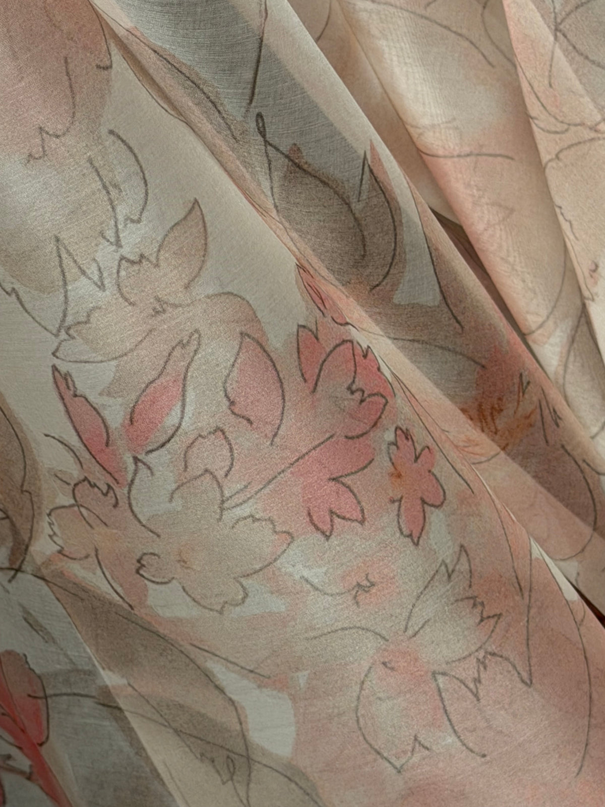 Rosa bedruckte Seidenorganza - PR2006