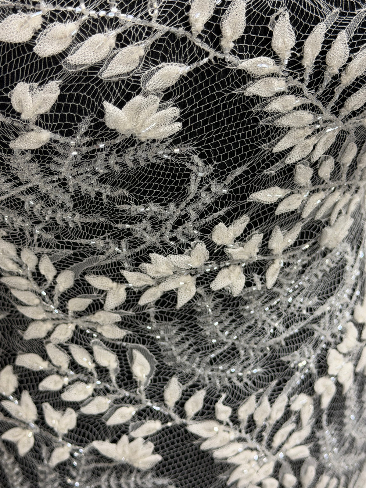 Ivory 3D & Beaded Chantilly Lace - P239