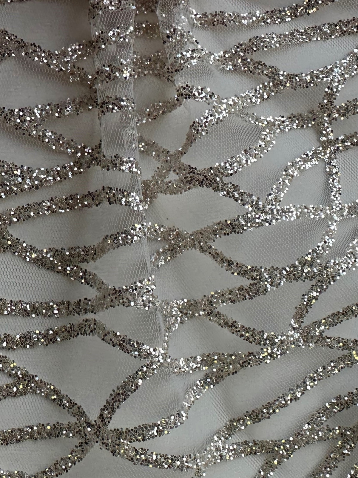 Elfenbeinfarbener Glitzertüll – Sparta