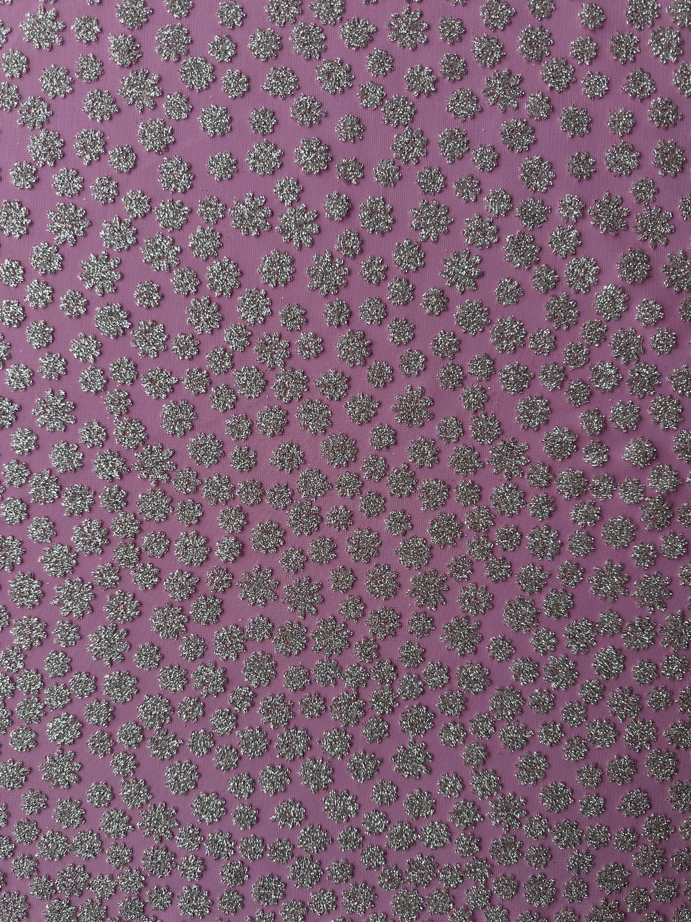 Elfenbeinfarbener Tüll mit Glitzerblumen - Yasha