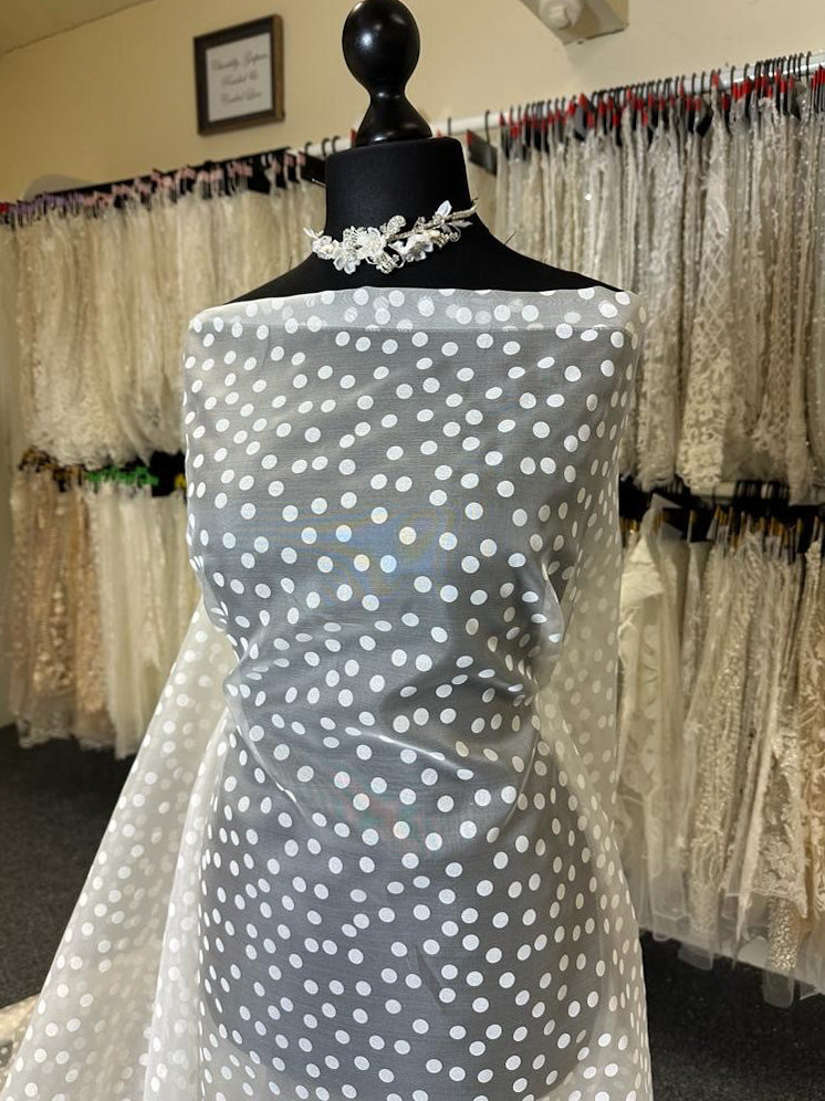 Elfenbeinfarbener bedruckter Seidenorganza - Marrakesh