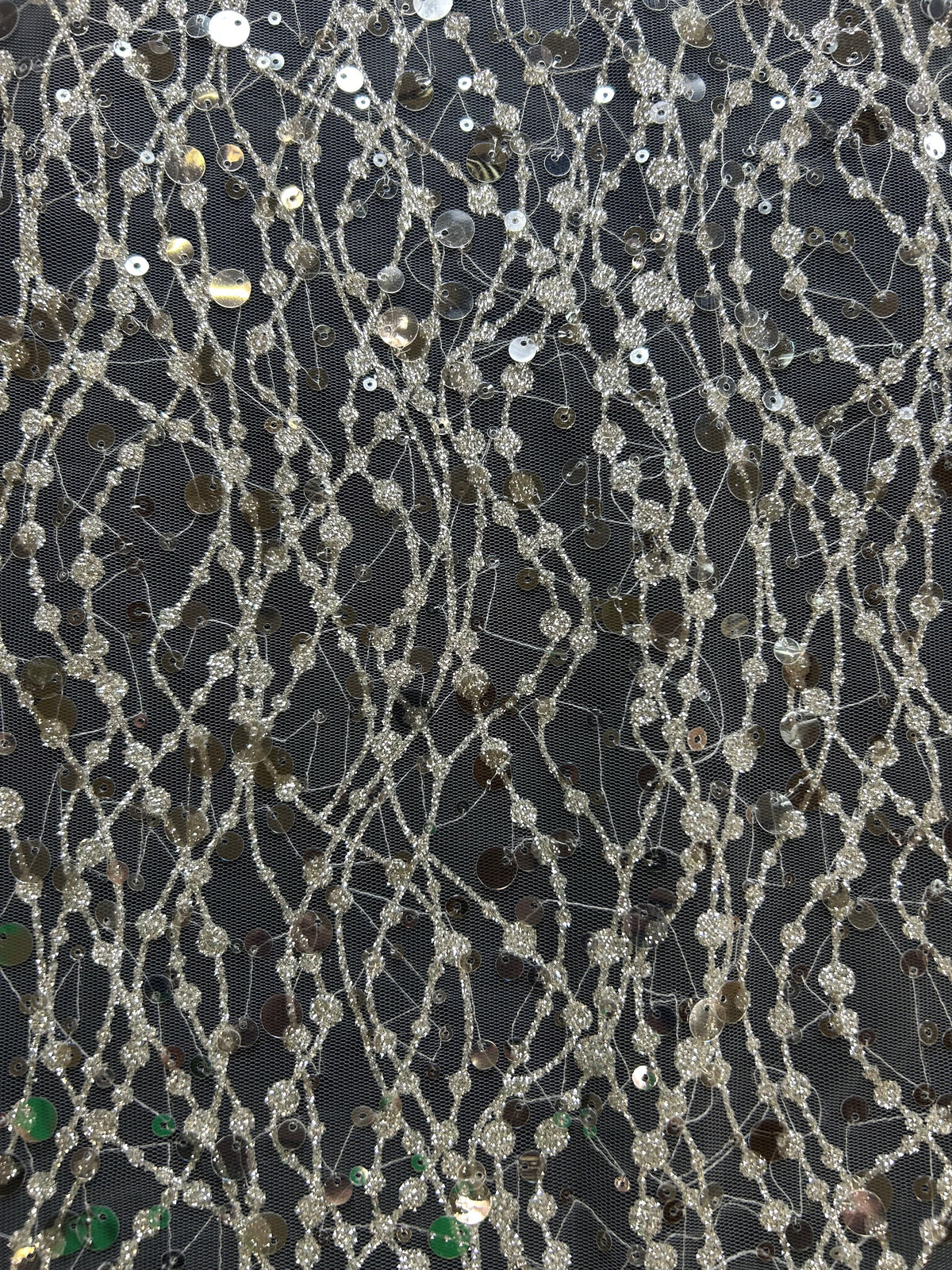 Elfenbeinfarbene Pailletten-Glitzerspitze – Juno