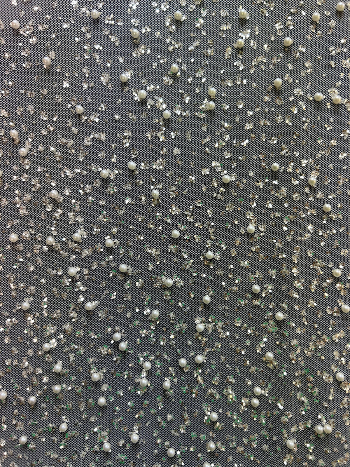 Elfenbeinfarbener Glitzer und Perlenspitze – Prometheus