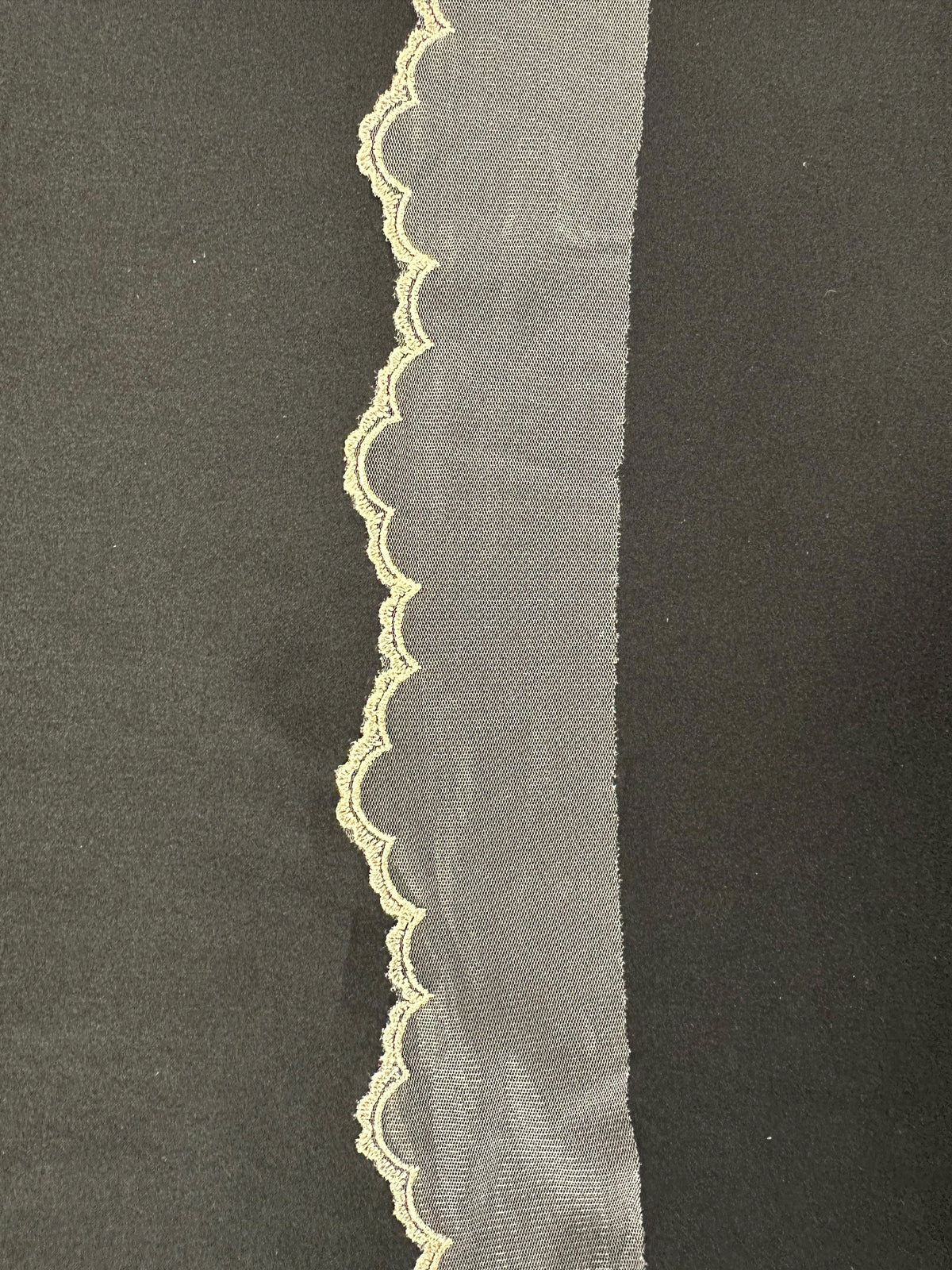 Elfenbein mit dunkelchampagnerfarbenem, besticktem Spitzenbesatz - T202