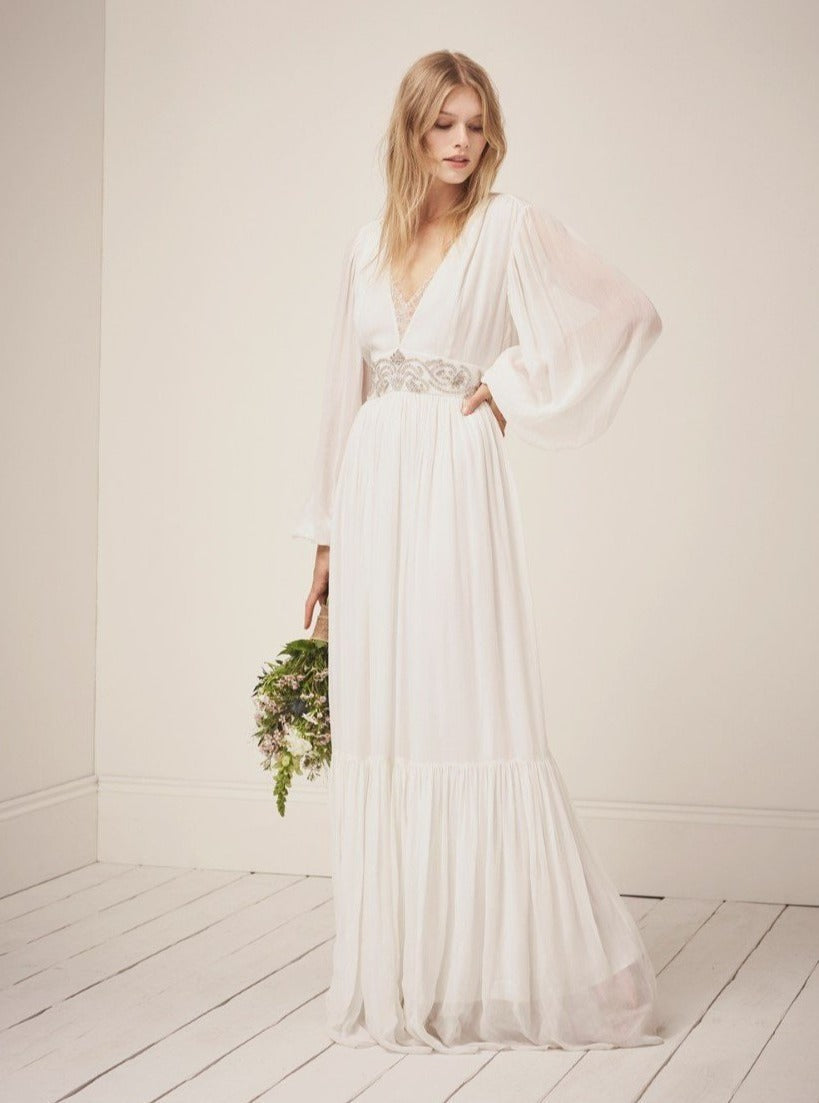 Elfenbeinfarbener Seidenchiffon – Tempest