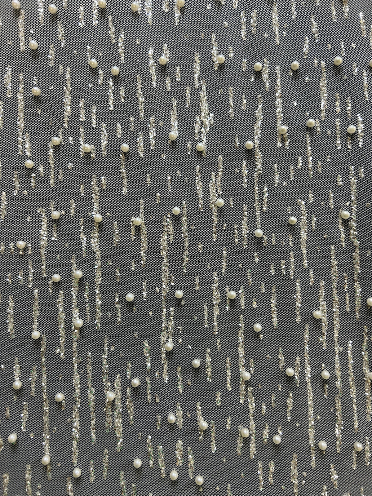 Elfenbeinfarbene Perlen-Glitzer-Spitze – Troy