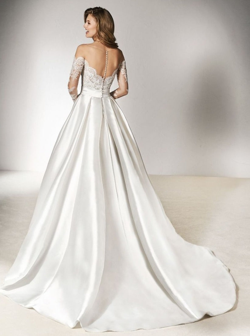 Weißer Polyester-Stretch-Satin - Weisheit
