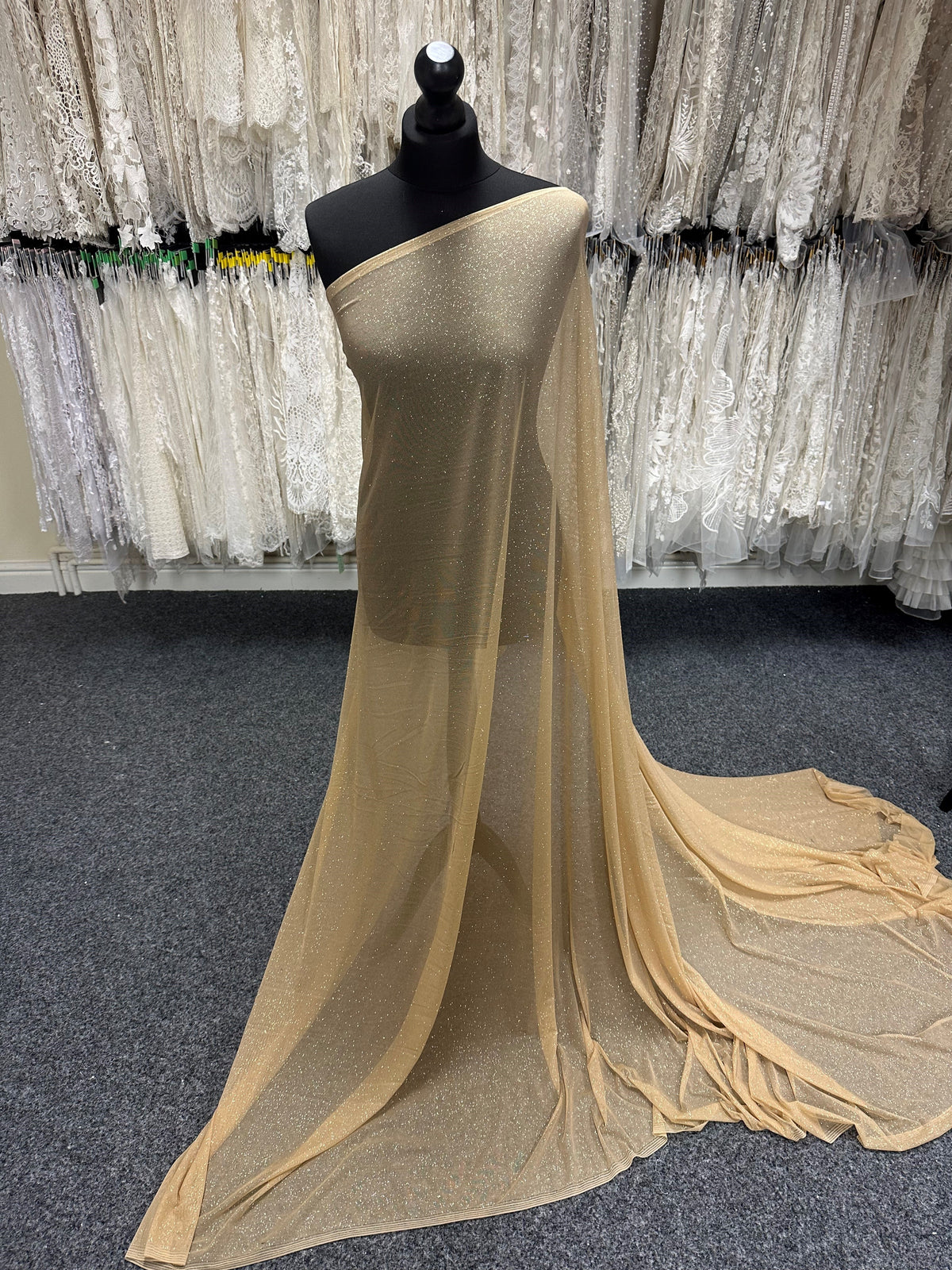 Goldfarbener Stretch-Glitzerstoff - Bastion