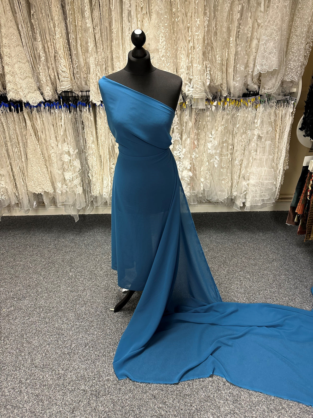 Blaugrüner Polyester-Chiffon-Stoff – Serendipity