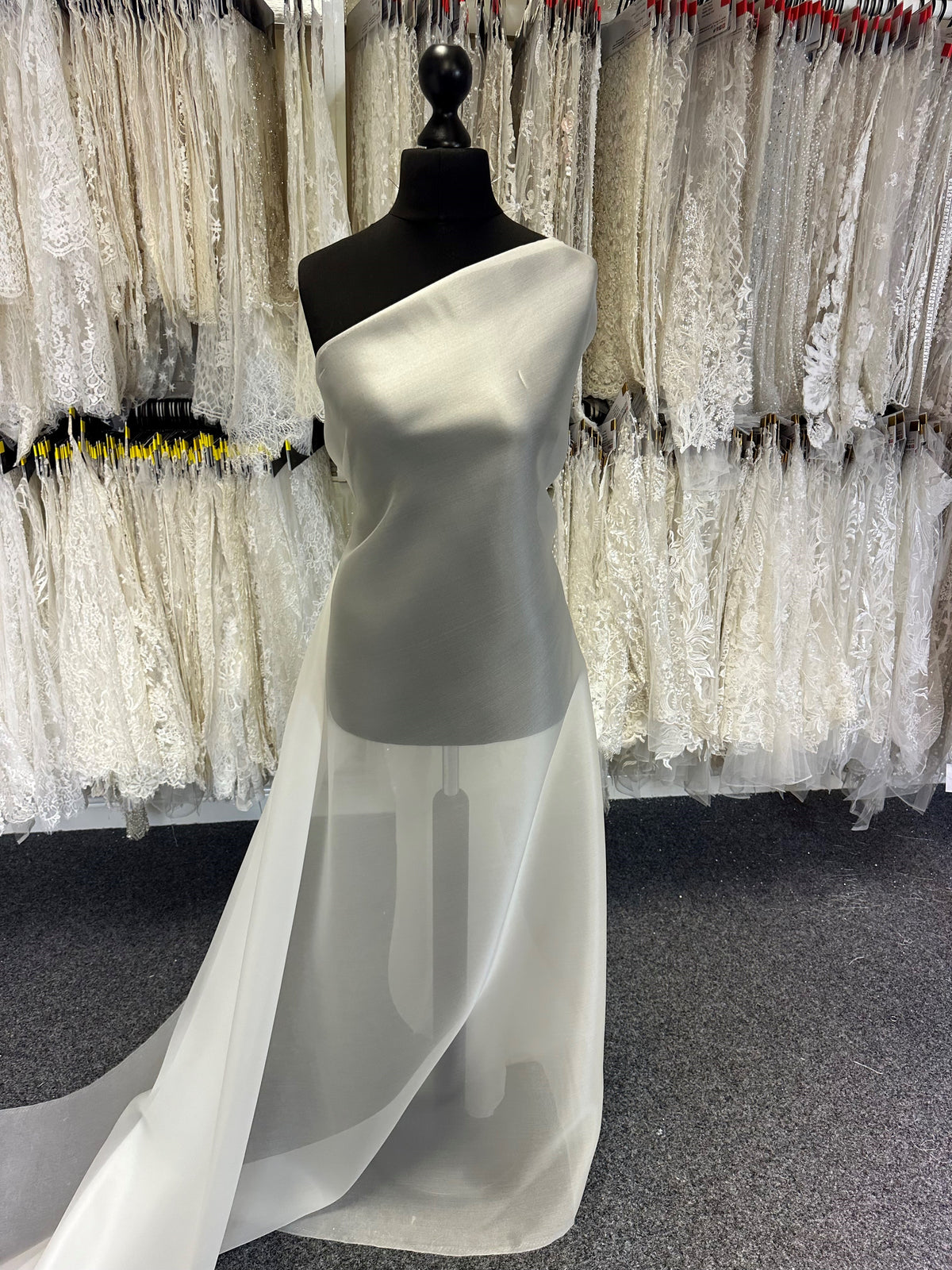 Elfenbeinfarbener Organza-Satin aus Seide - Verbrauch