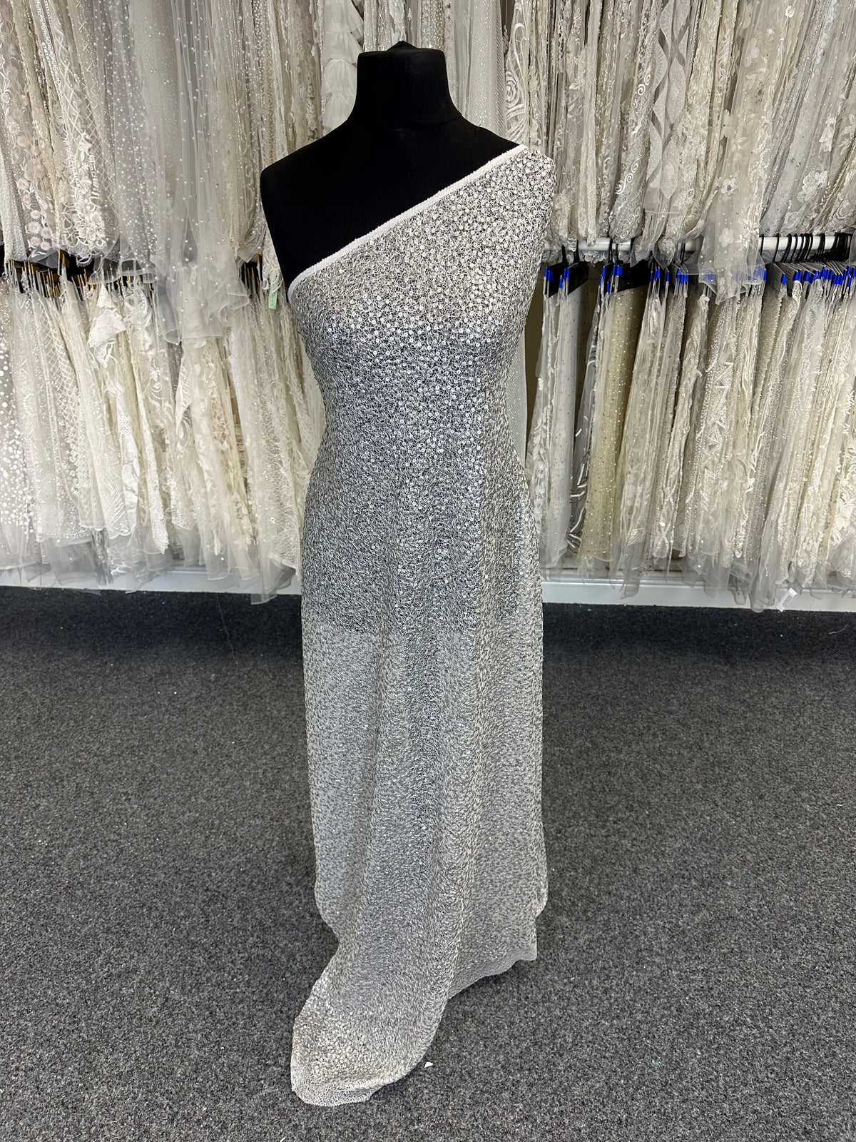 Silberner Paillettenstoff - Moondust