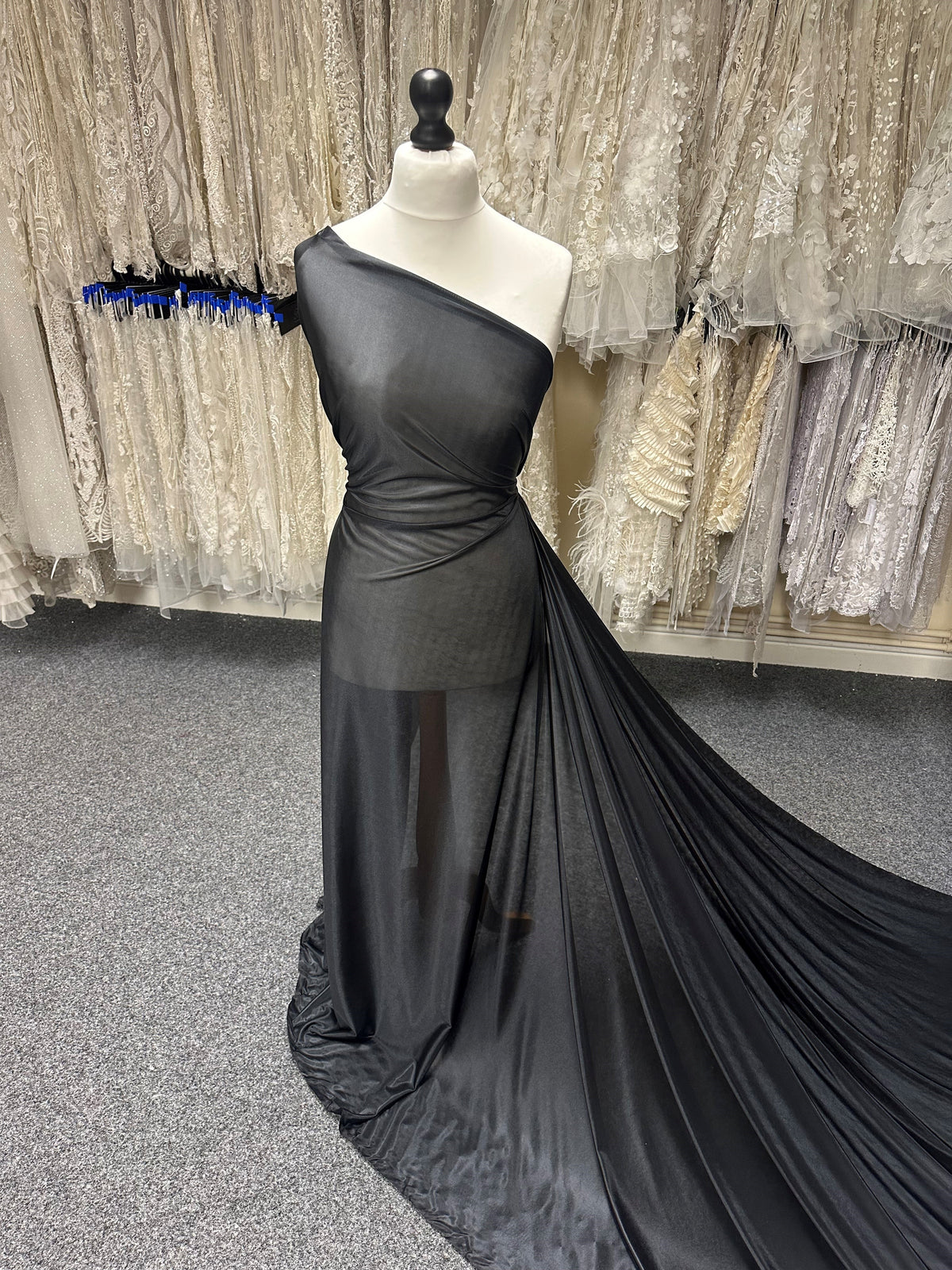 Schwarzes Stretch-Polyesterfutter – Palindrom