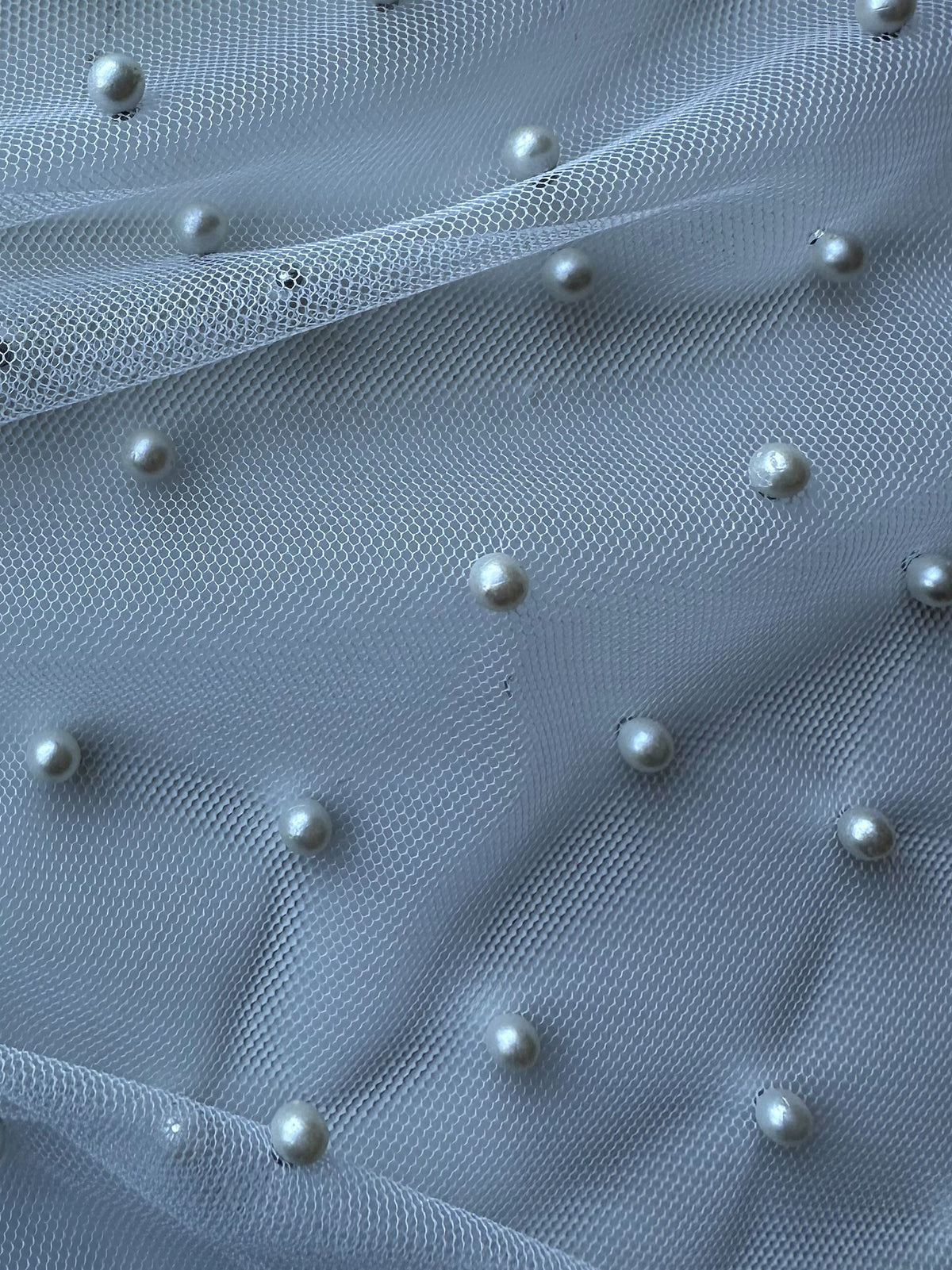 Elfenbeinfarbener Perlentüll - Kin