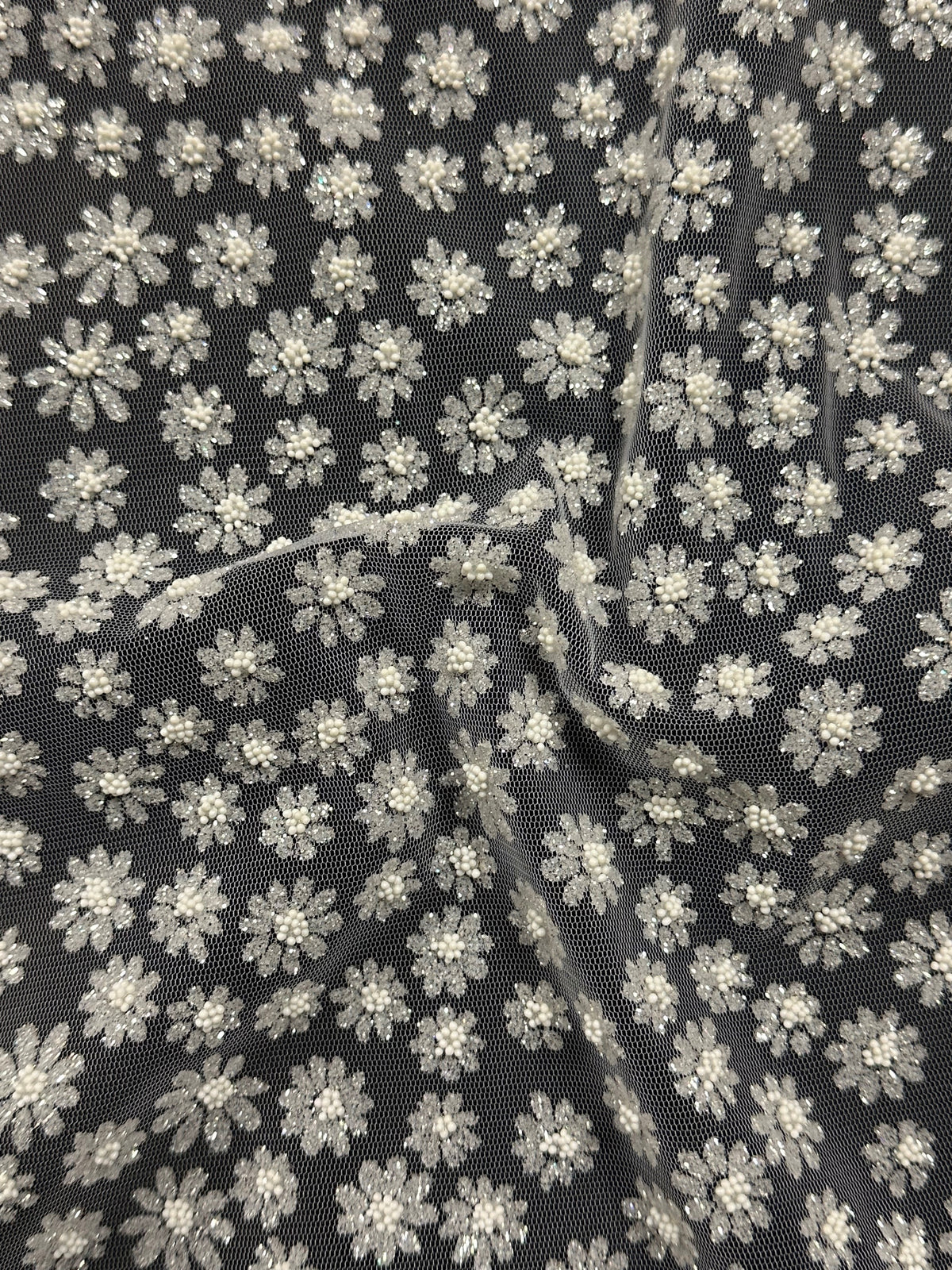 Weißer Glitzertüll mit Blüten - Joanne (CF)