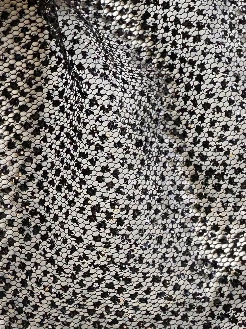 Schwarzer Glitzertüll - Glänzend