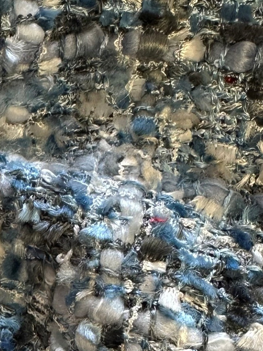 Blaugrauer, strukturierter Viskosestoff - Gabrielle