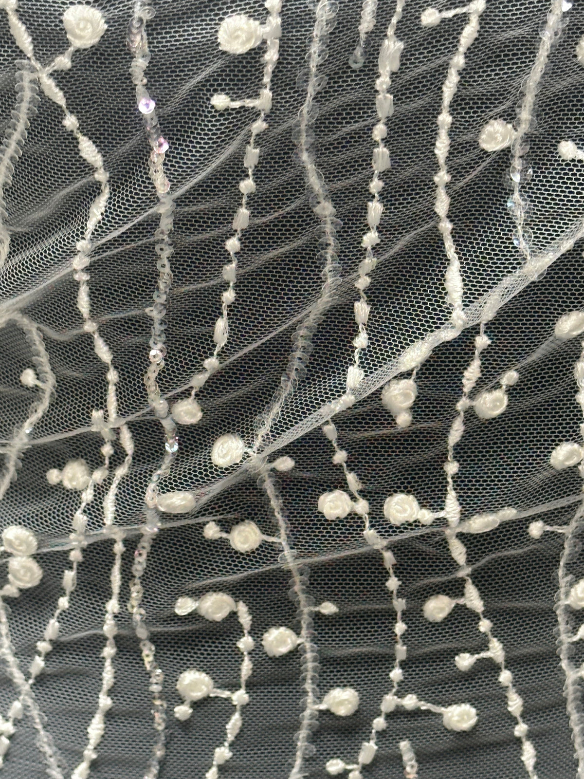 Elfenbeinfarbene Pailletten-Stickspitze – Ballencia