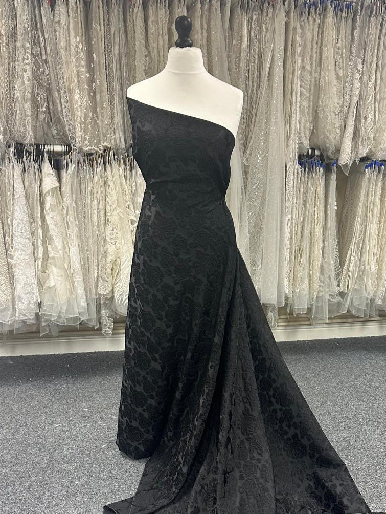 Schwarzer Jacquard-Brokat - Blume