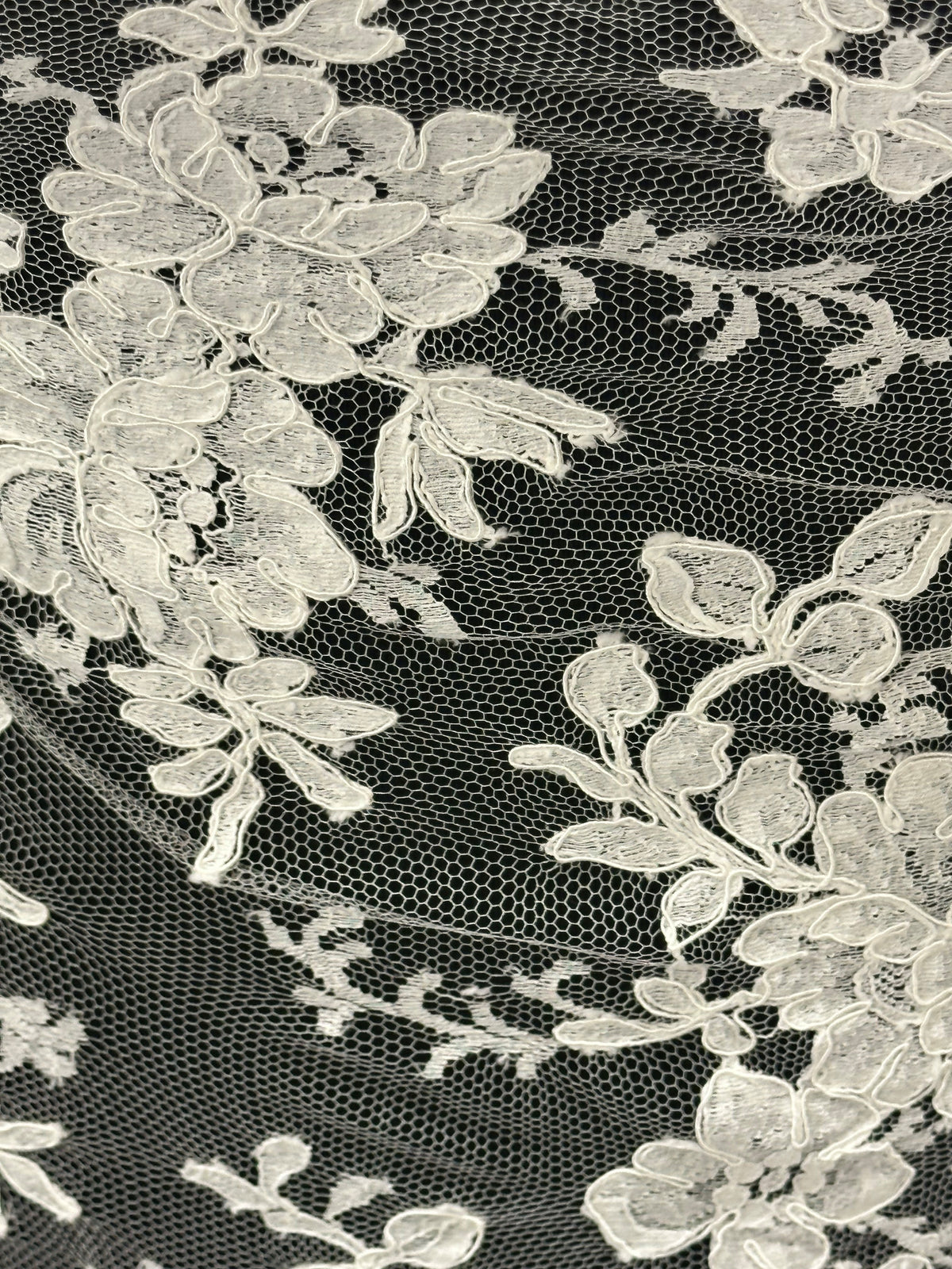 Elfenbeinfarbene Chantilly-Spitze mit Kordel - Rio