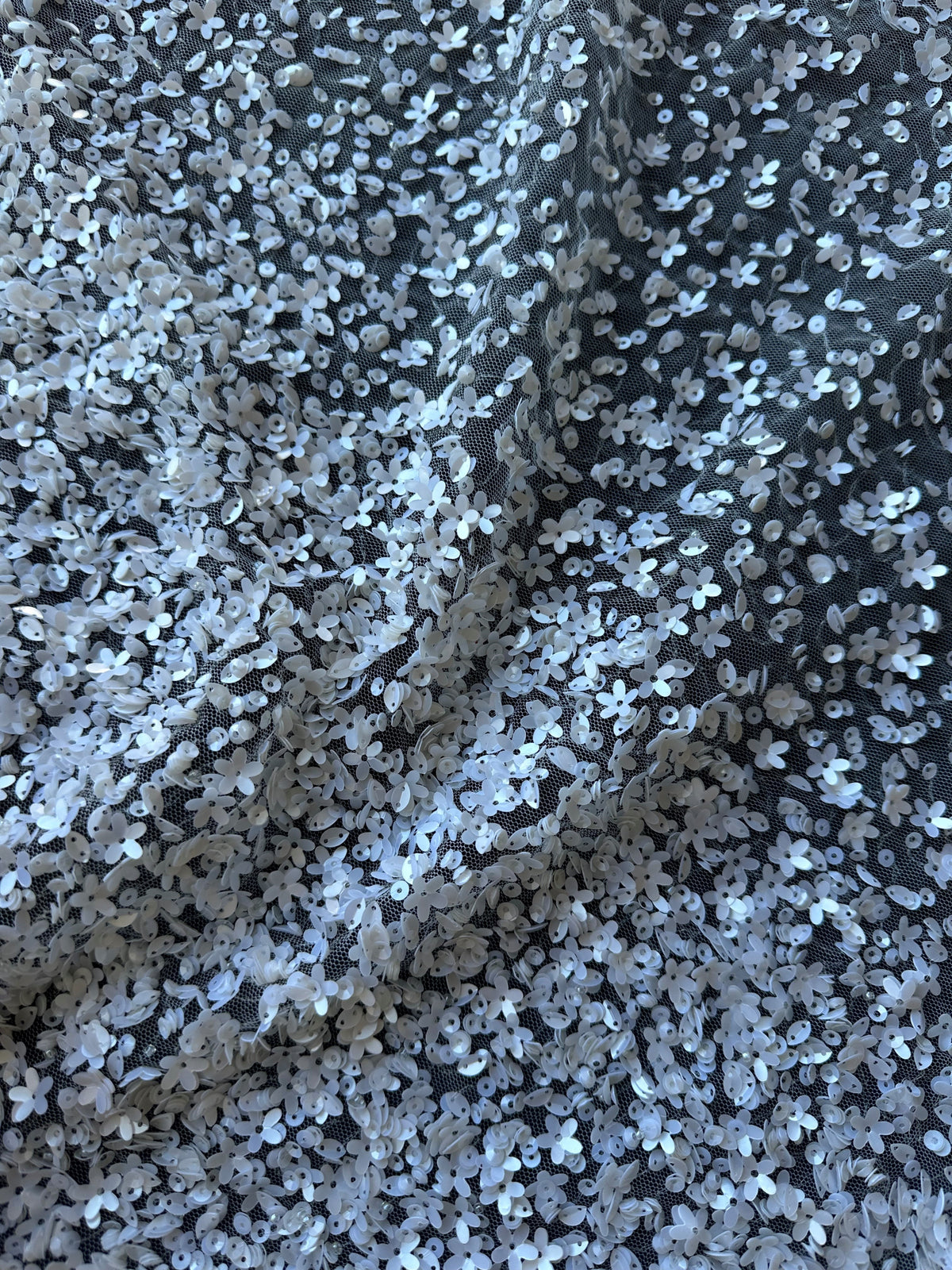 Elfenbeinfarbene Paillettenspitze - Caris