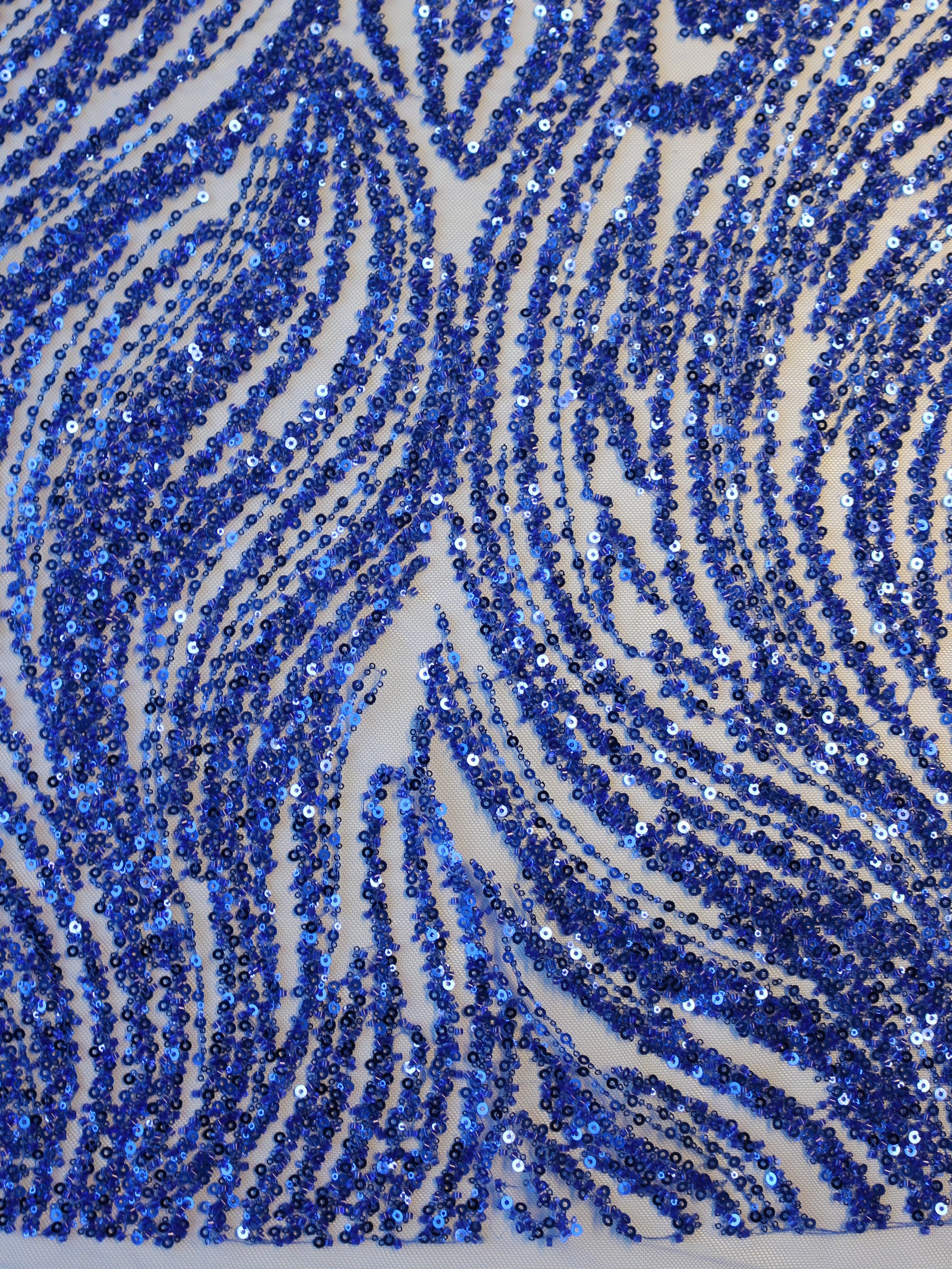 Blaue Spitze mit Perlen und Pailletten – Gillian