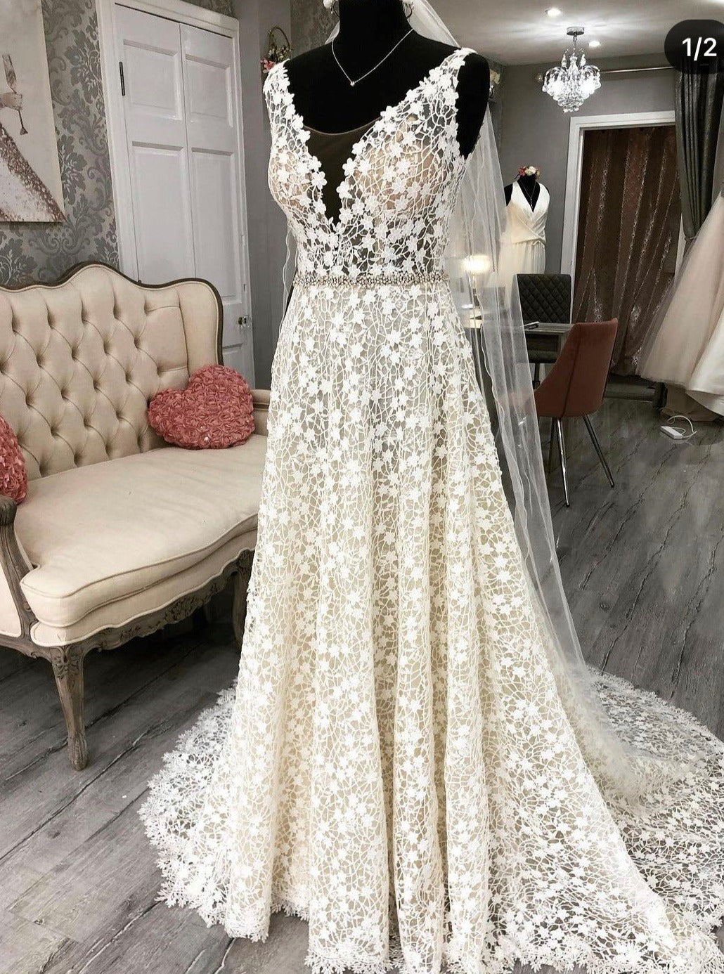 Weiße Guipure-Spitze - Ebba