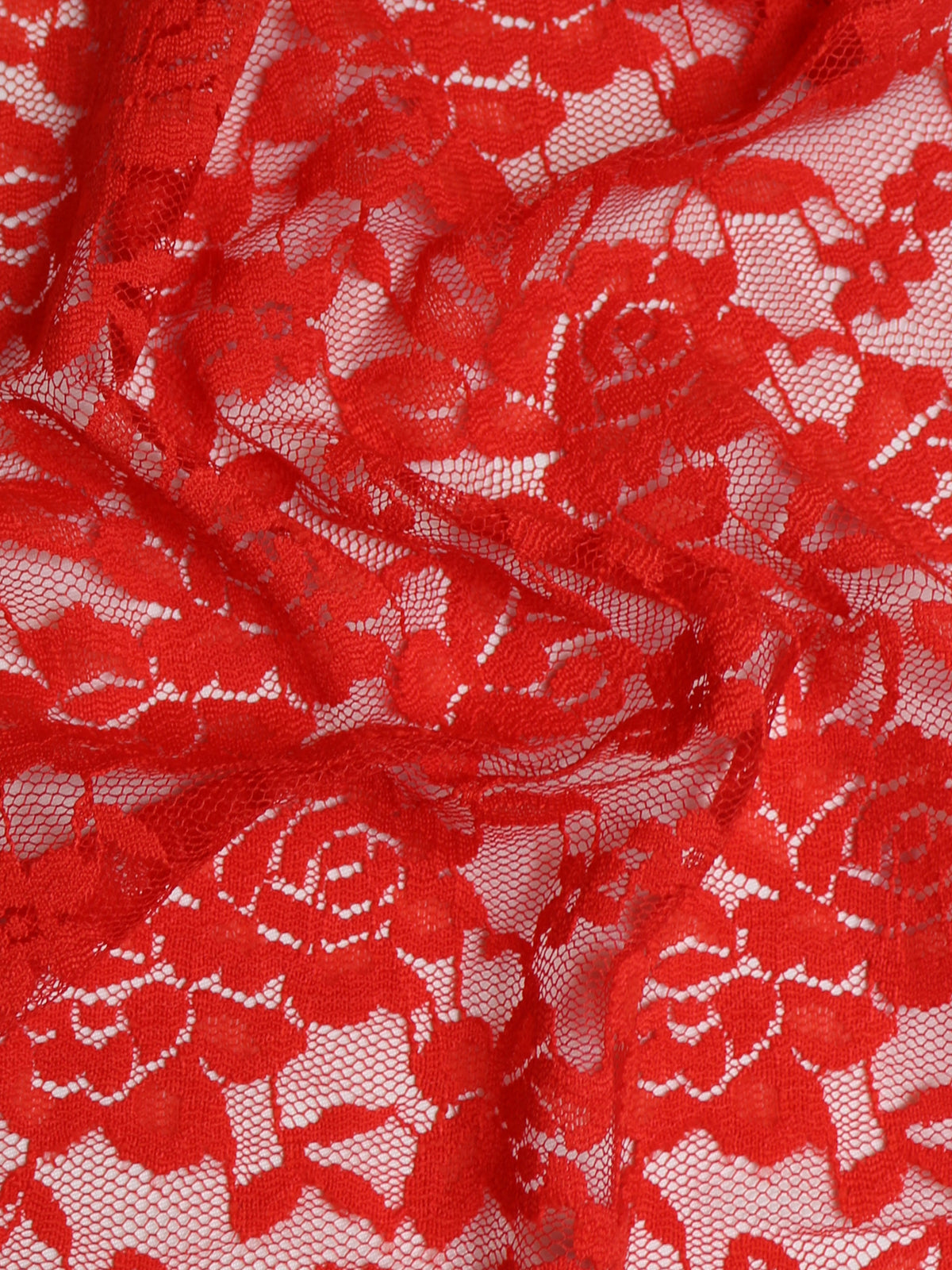 Scharlachrote Raschel-Stretchspitze – Evie